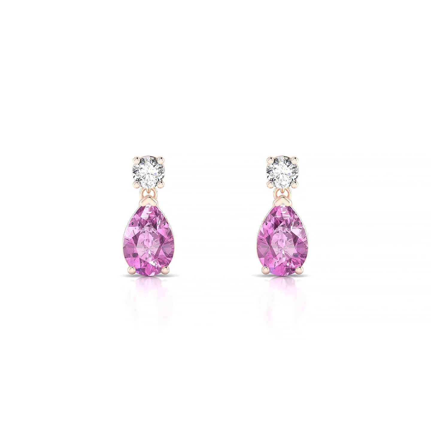 Flicker | 18k Rose Gold 6 x 4 mm Pear Pink Sapphire Earrings