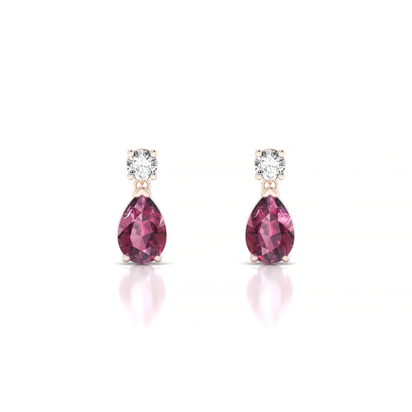 Flicker | 18k Rose Gold 6 x 4 mm Pear Rhodolite Earrings