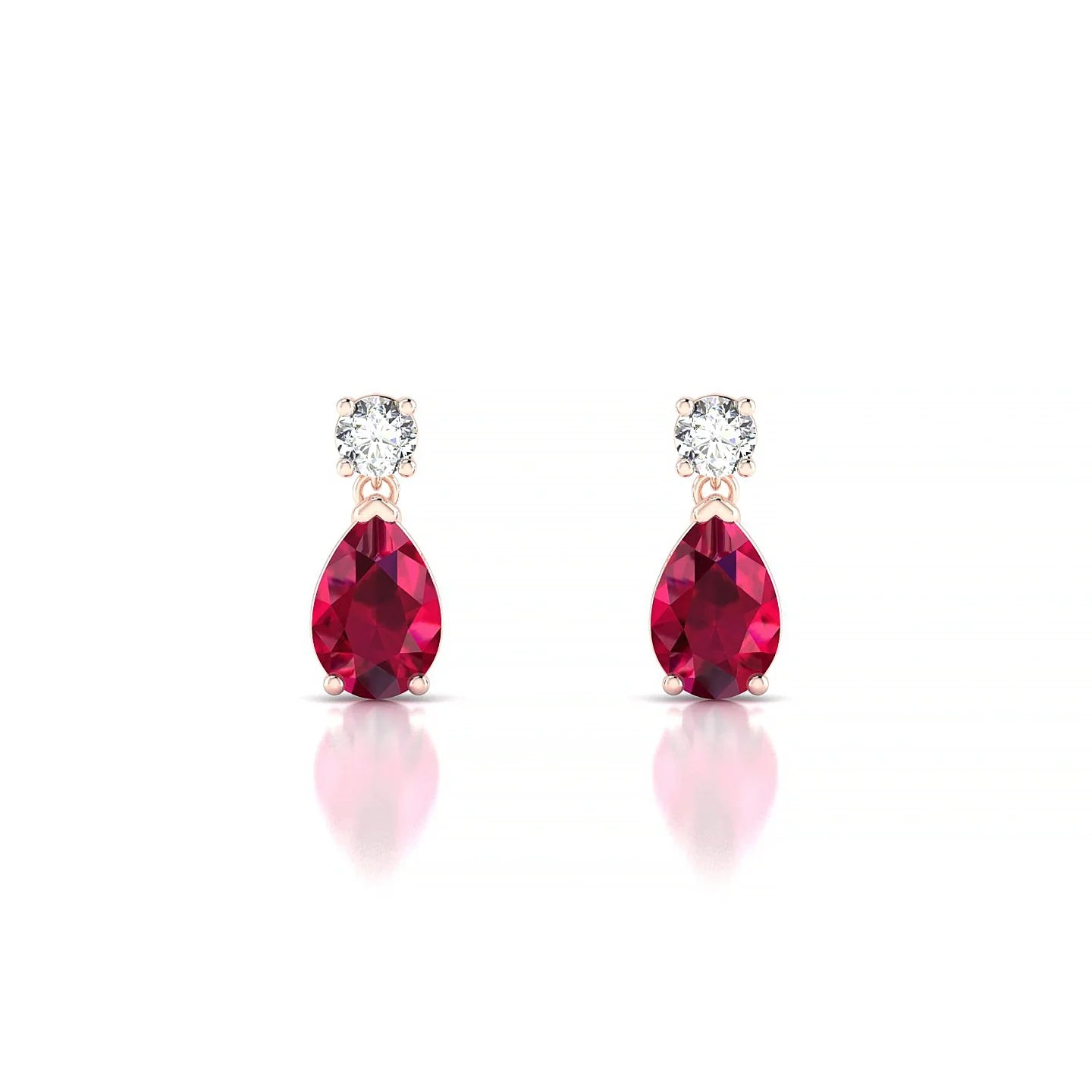 Flicker | 18k Rose Gold 6 x 4 mm Pear Ruby Earrings