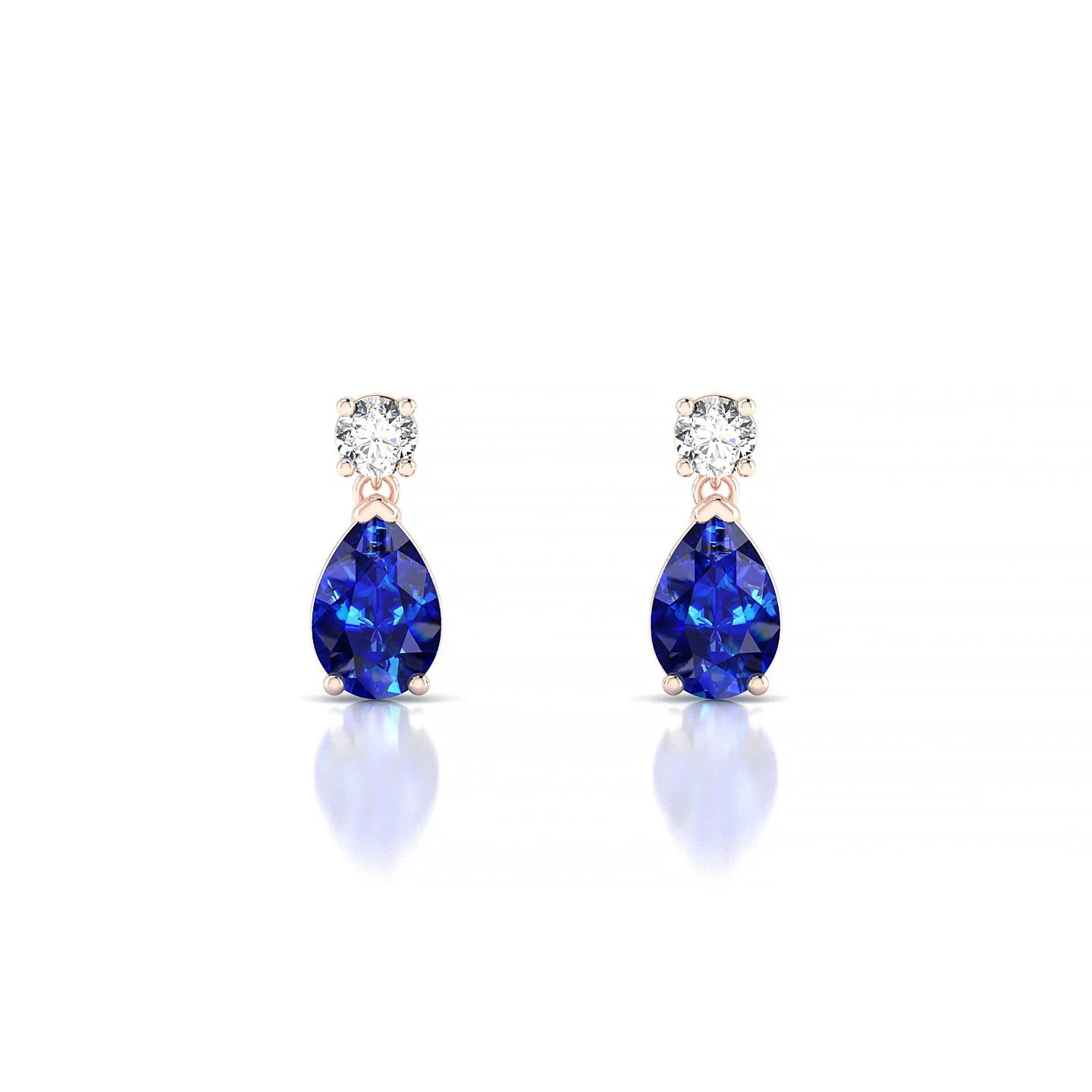 Flicker | 18k Rose Gold 6 x 4 mm Pear Sapphire Earrings