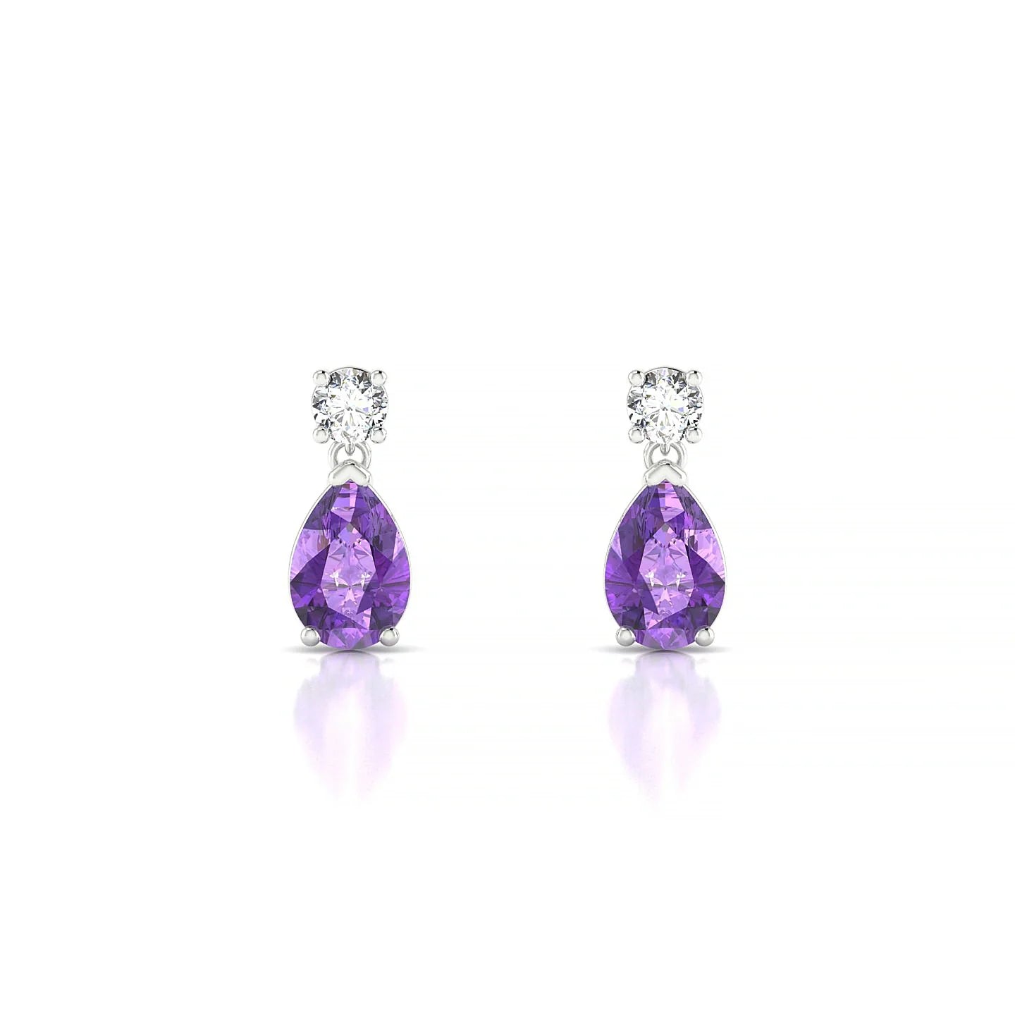 Flicker | 18k White Gold 6 x 4 mm Pear Amethyst Earrings