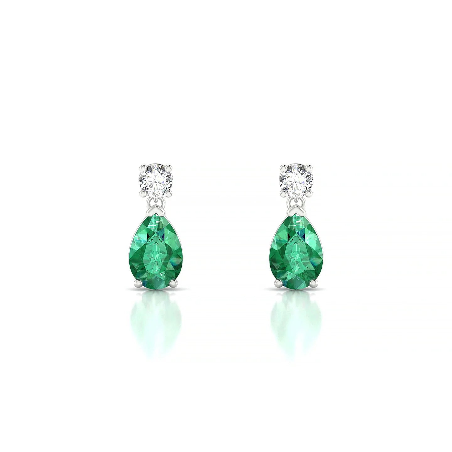 Flicker | 18k White Gold 6 x 4 mm Pear Emerald Earrings