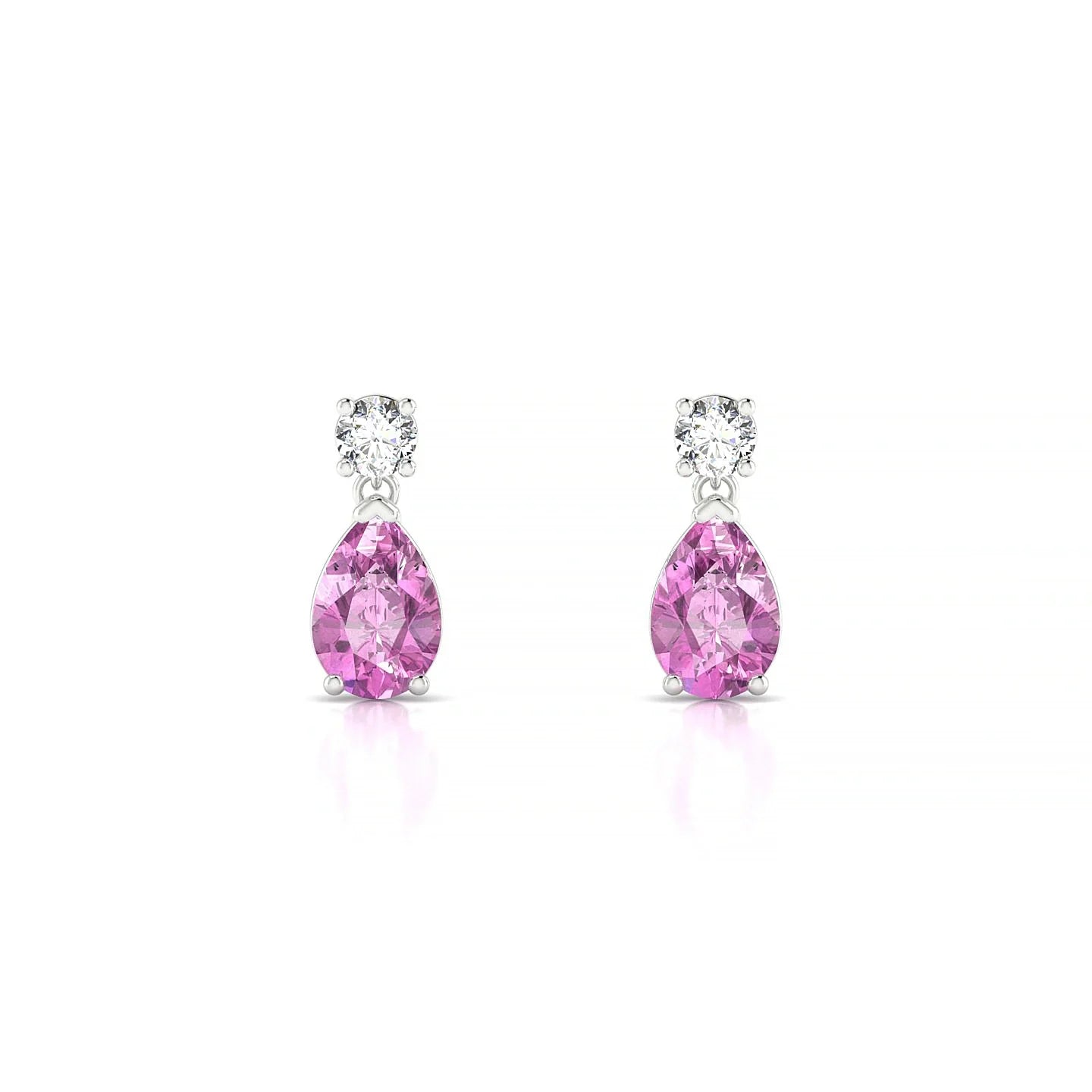 Flicker | 18k White Gold 6 x 4 mm Pear Pink Sapphire Earrings