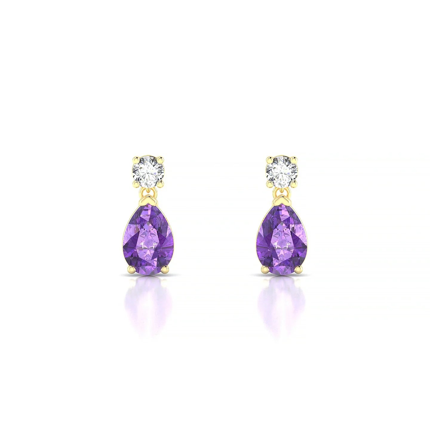 Flicker | 18k Yellow Gold 6 x 4 mm Pear Amethyst Earrings