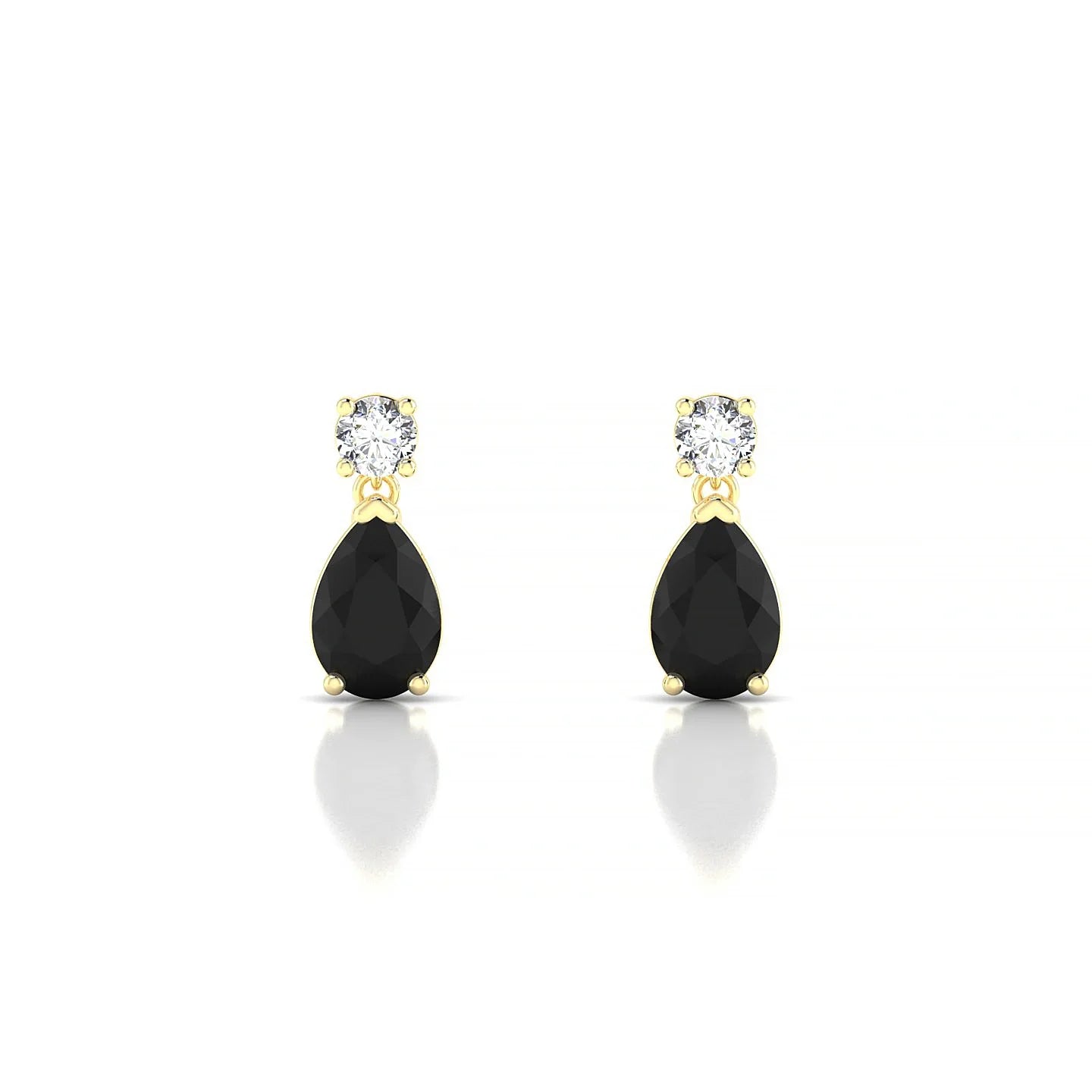 Flicker | 18k Yellow Gold 6 x 4 mm Pear Black Diamond Earrings