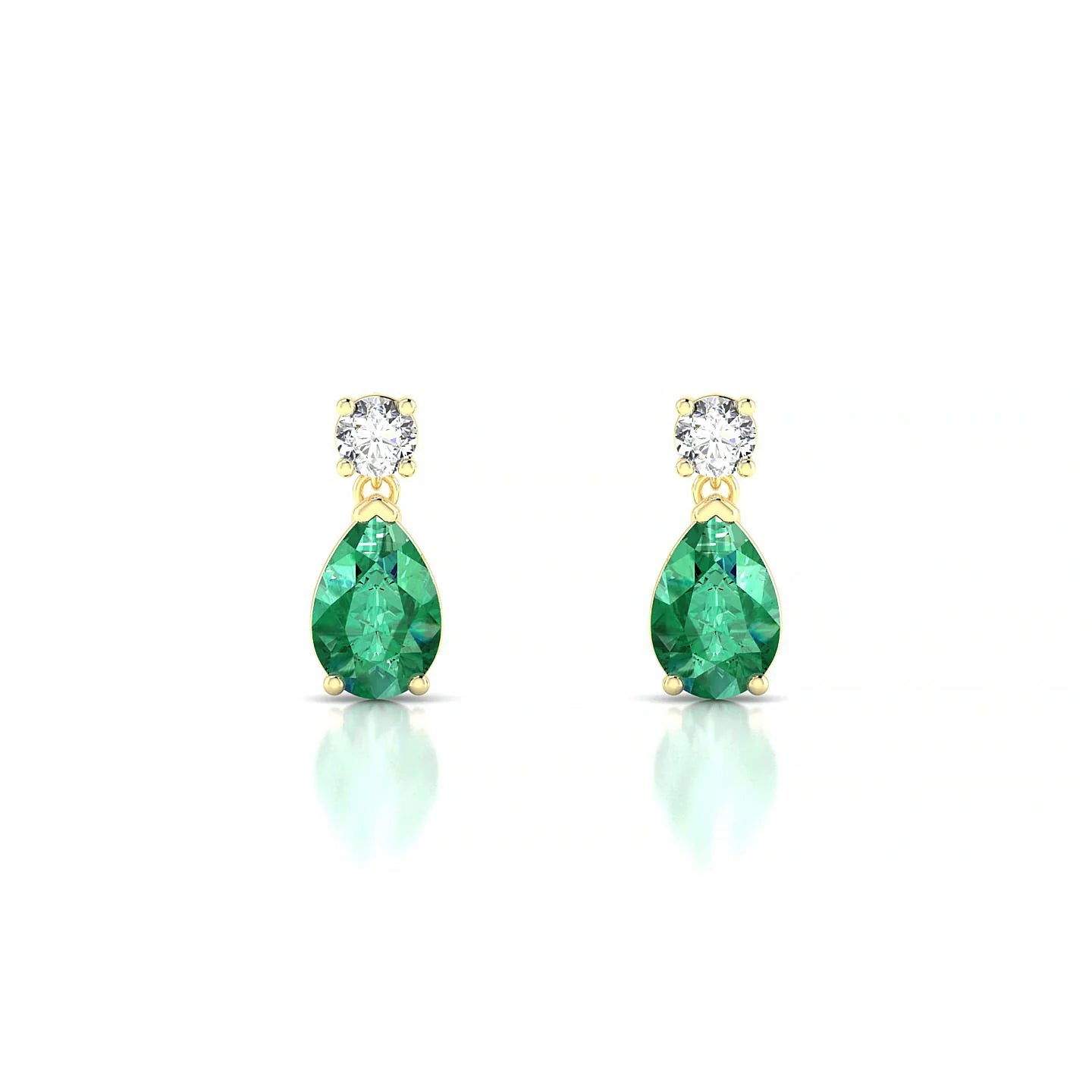 Flicker | 18k Yellow Gold 6 x 4 mm Pear Emerald Earrings