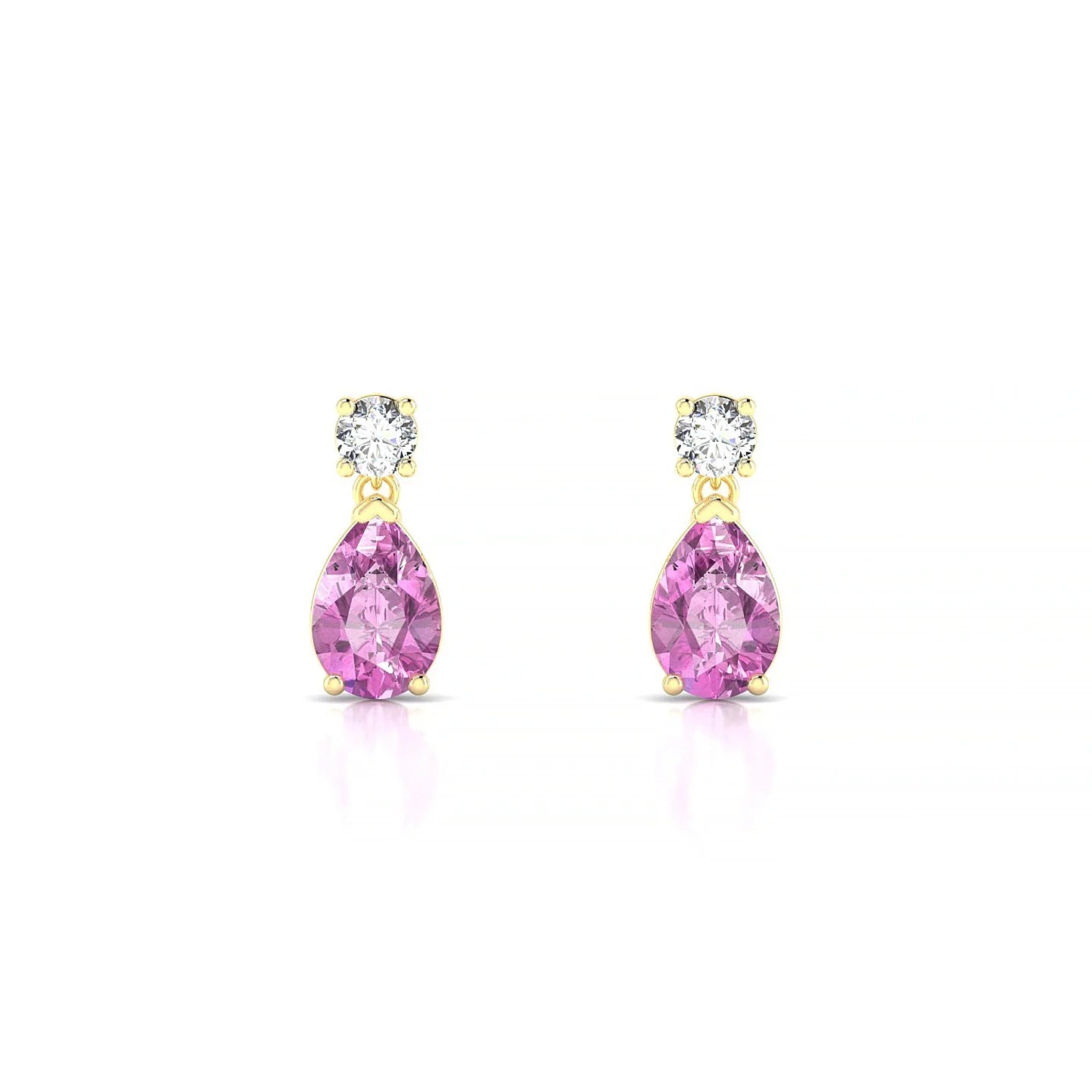Flicker | 18k Yellow Gold 6 x 4 mm Pear Pink Sapphire Earrings