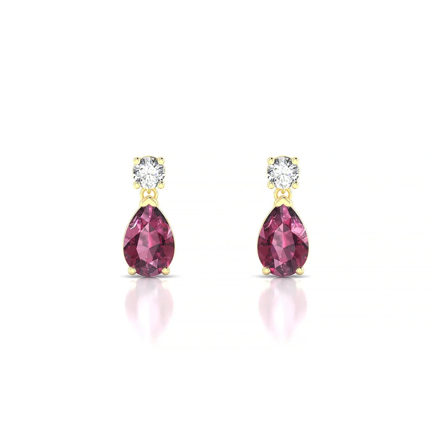Flicker | 18k Yellow Gold 6 x 4 mm Pear Rhodolite Earrings
