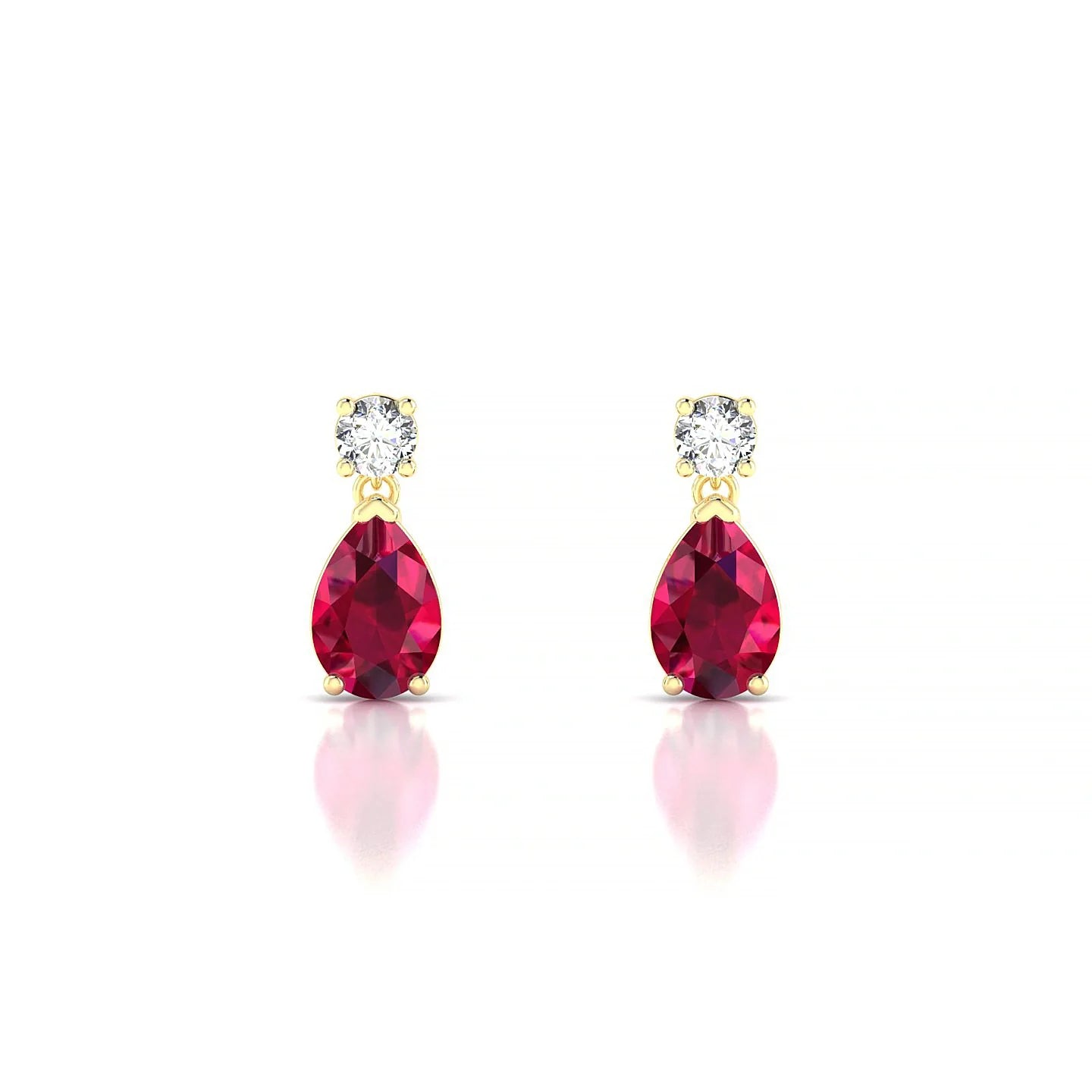 Flicker | 18k Yellow Gold 6 x 4 mm Pear Ruby Earrings