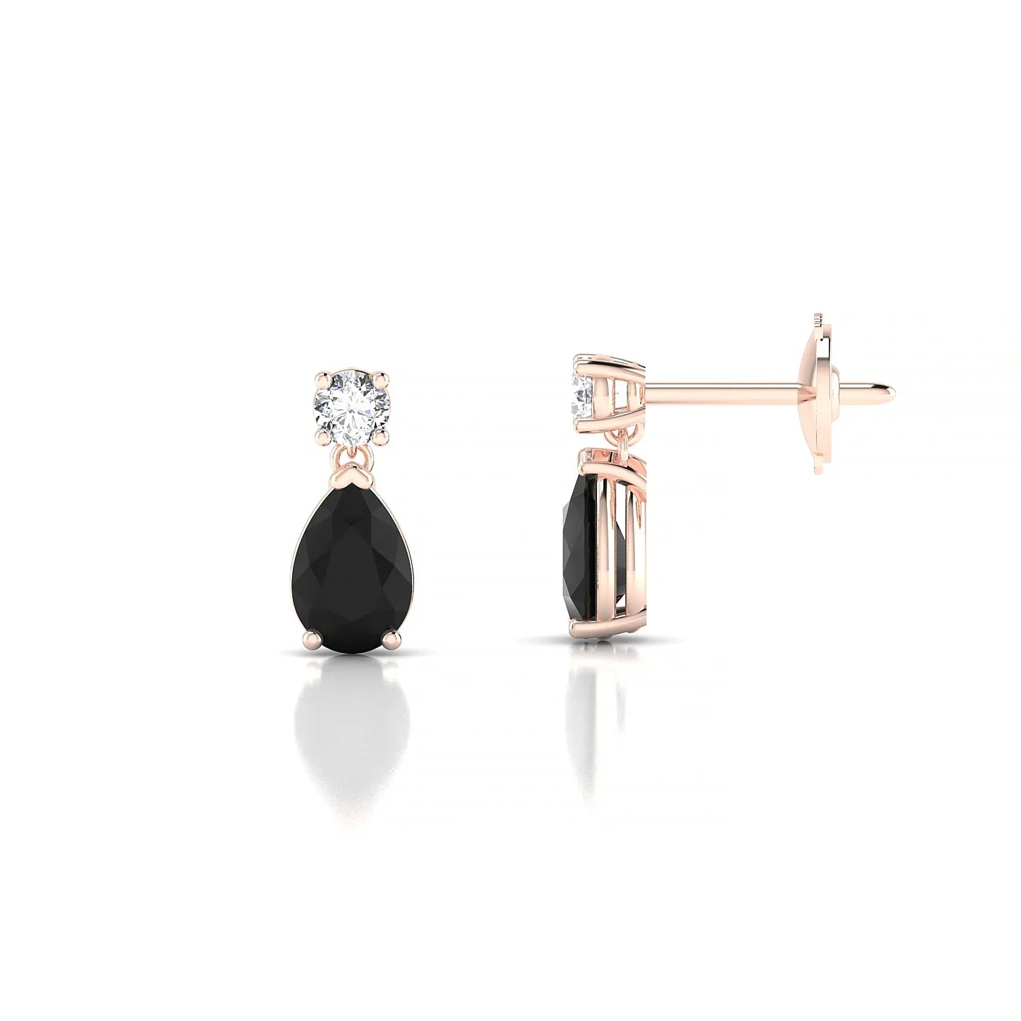 Flicker | 18k Rose Gold 6 x 4 mm Pear Black Diamond Earrings