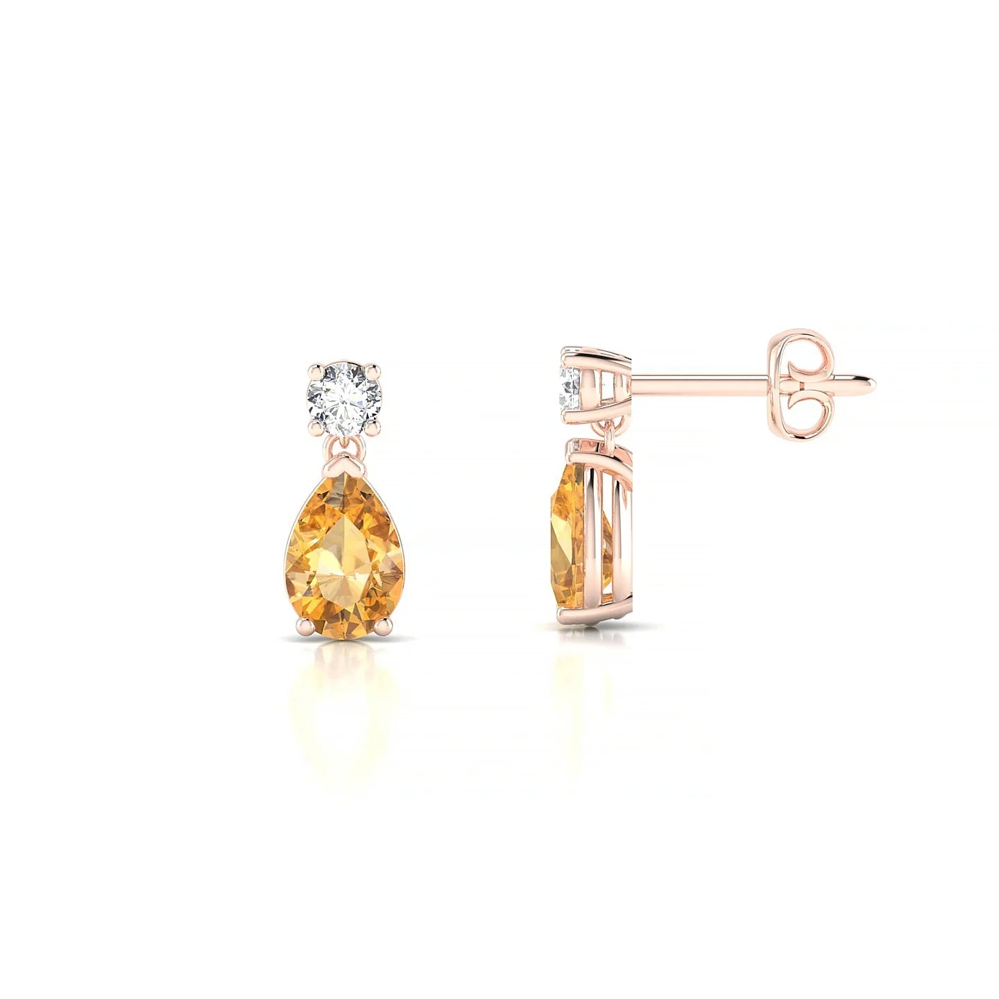 Flicker | 18k Rose Gold 6 x 4 mm Pear Citrine Earrings
