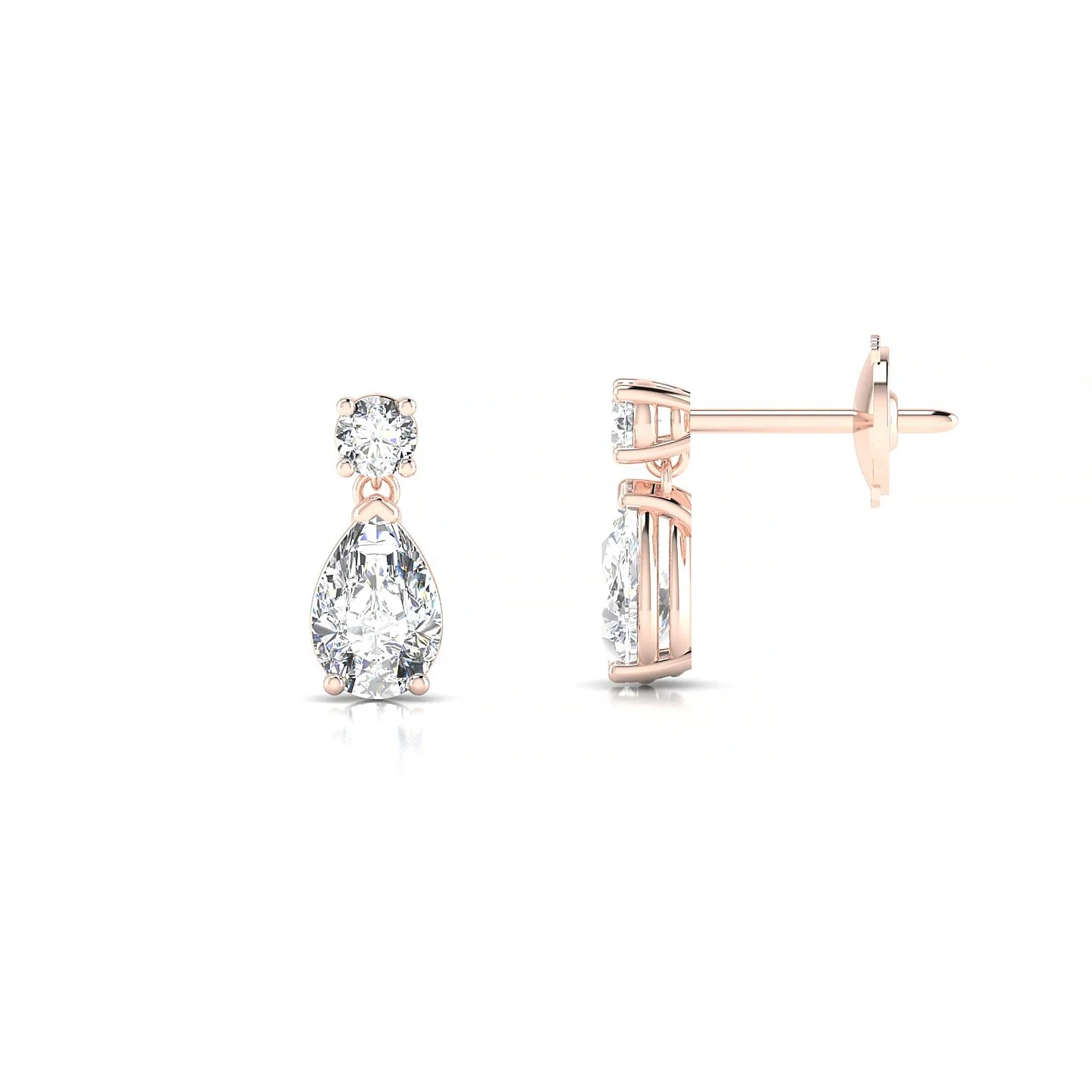 Flicker | 18k Rose Gold 6 x 4 mm Pear Diamond Earrings