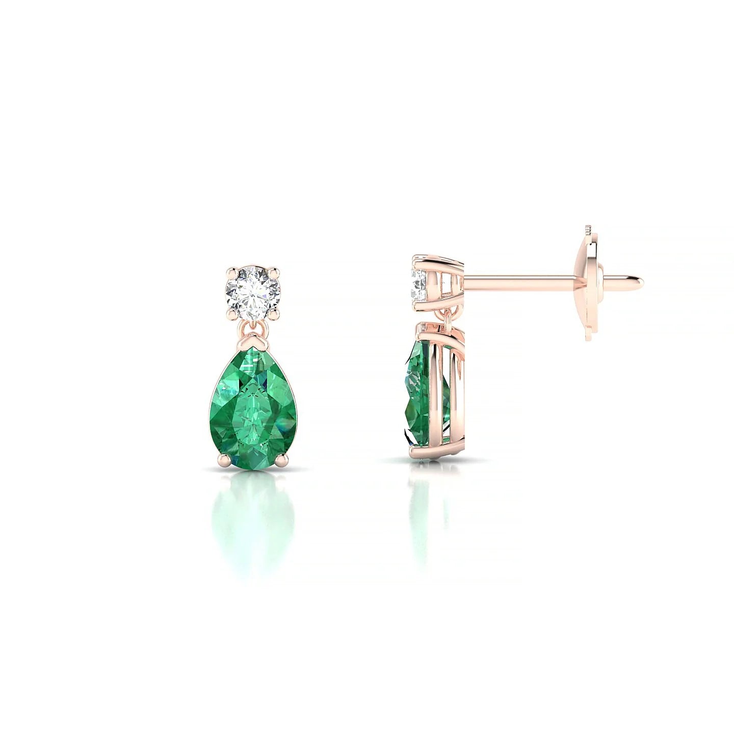 Flicker | 18k Rose Gold 6 x 4 mm Pear Emerald Earrings