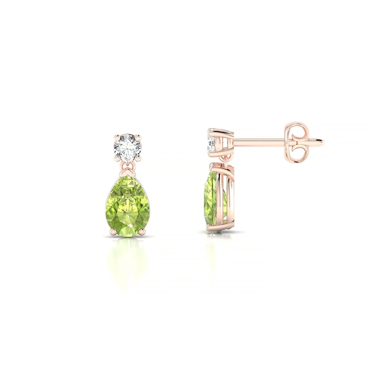 Flicker | 18k Rose Gold 6 x 4 mm Pear Peridot Earrings