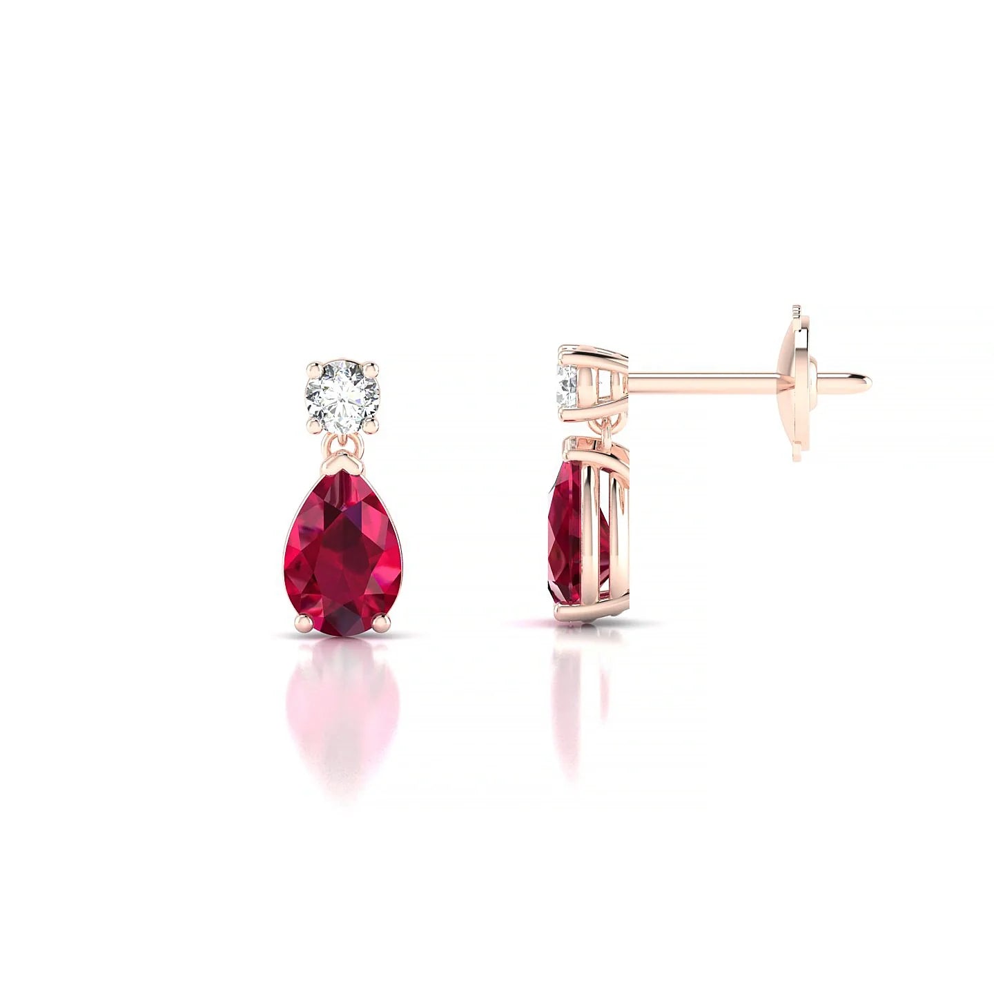 Flicker | 18k Rose Gold 6 x 4 mm Pear Ruby Earrings