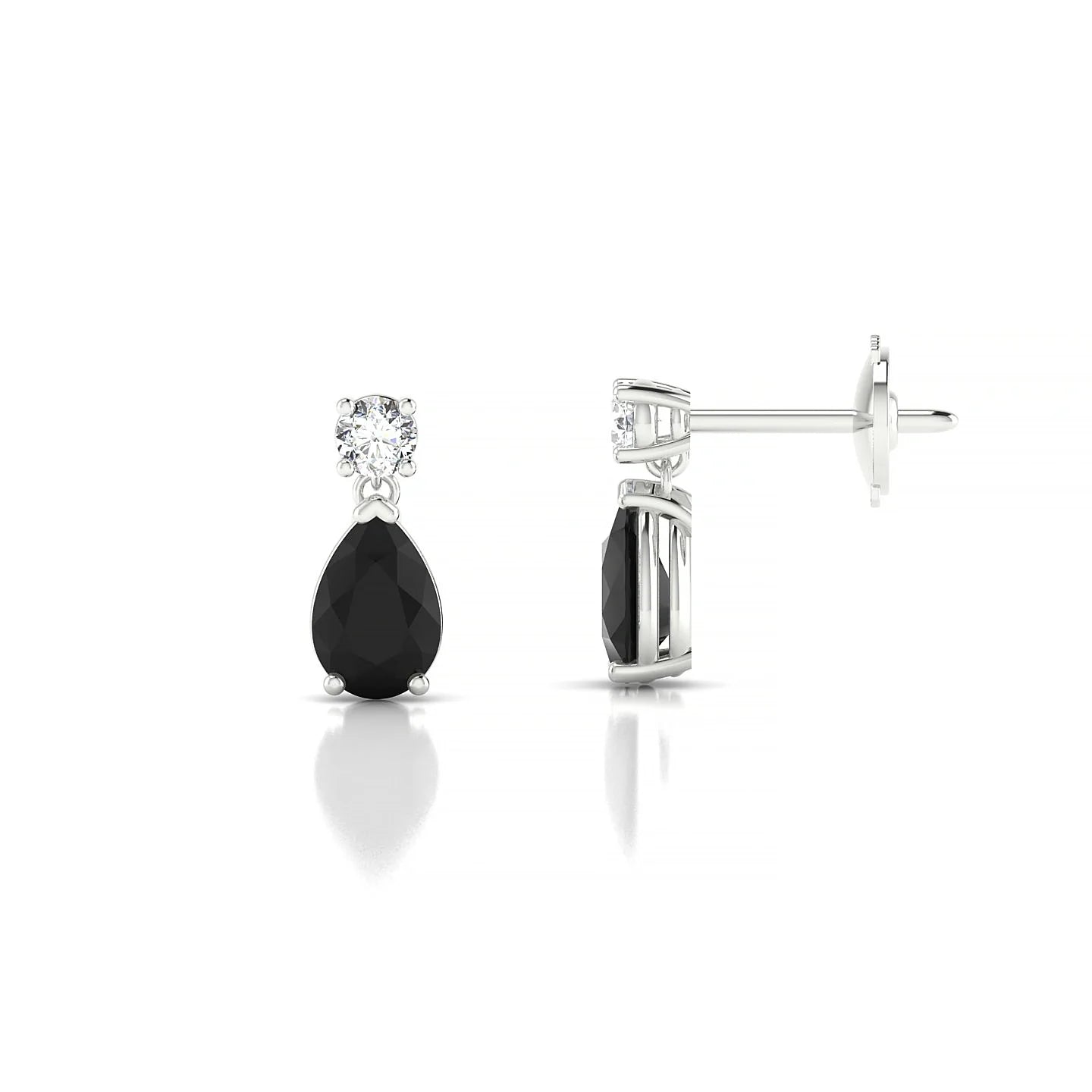 Flicker | 18k White Gold 6 x 4 mm Pear Black Diamond Earrings