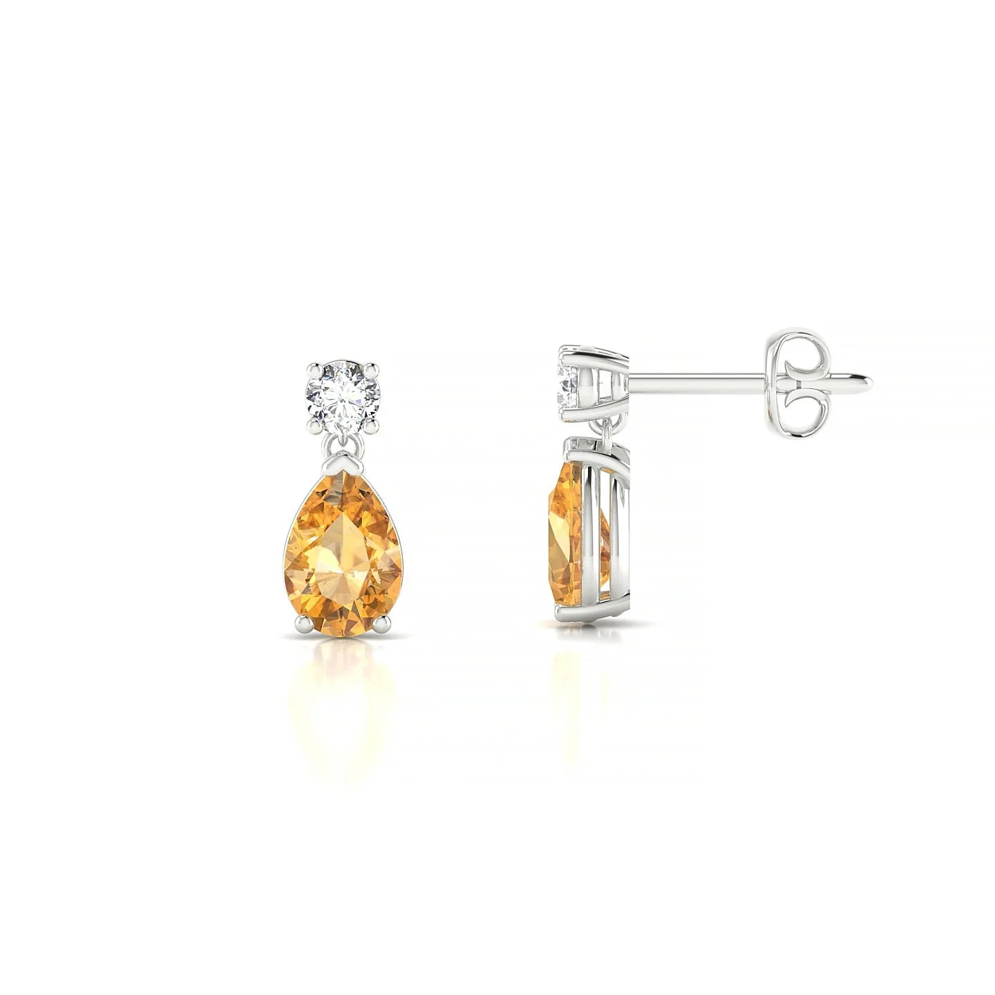 Flicker | 18k White Gold 6 x 4 mm Pear Citrine Earrings