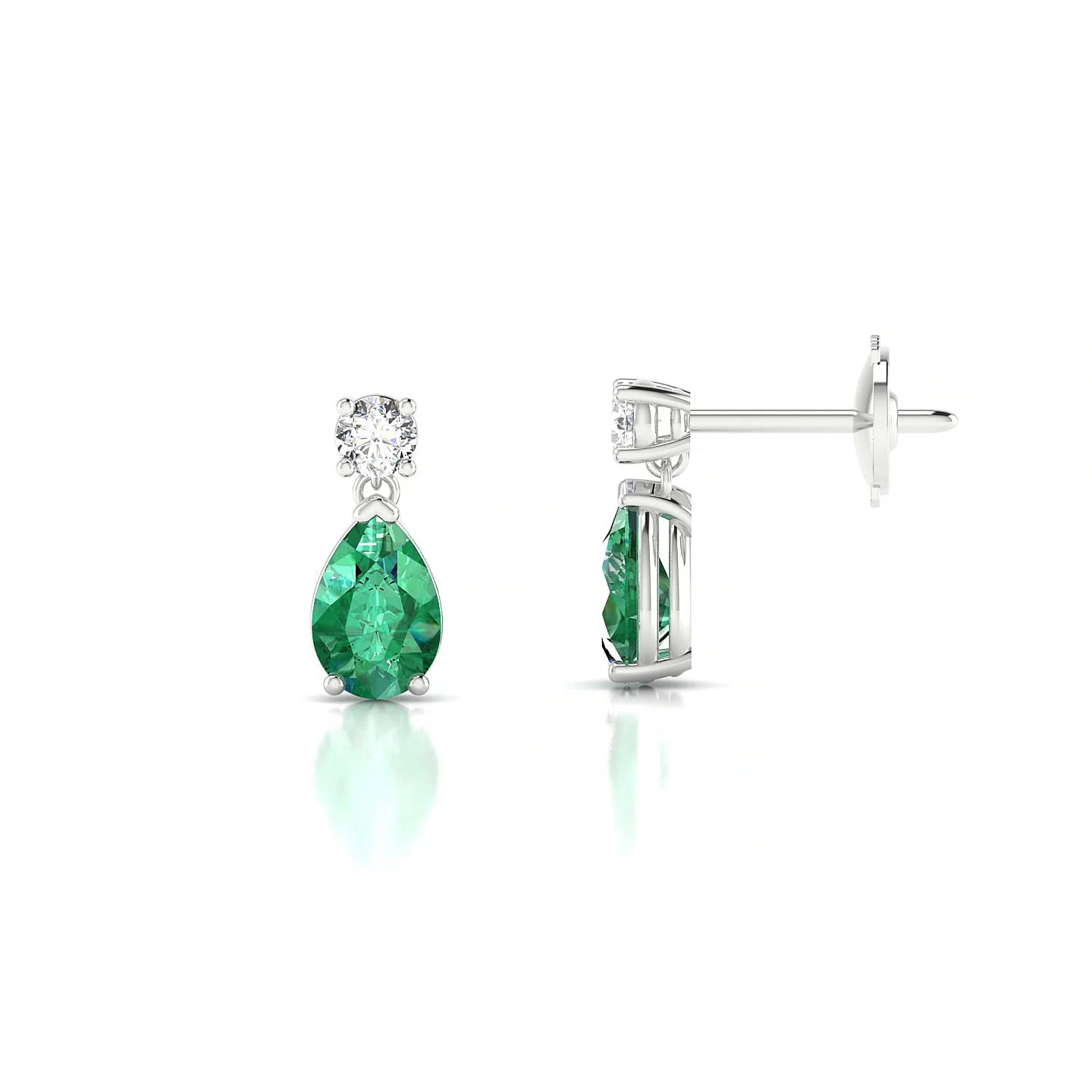 Flicker | 18k White Gold 6 x 4 mm Pear Emerald Earrings