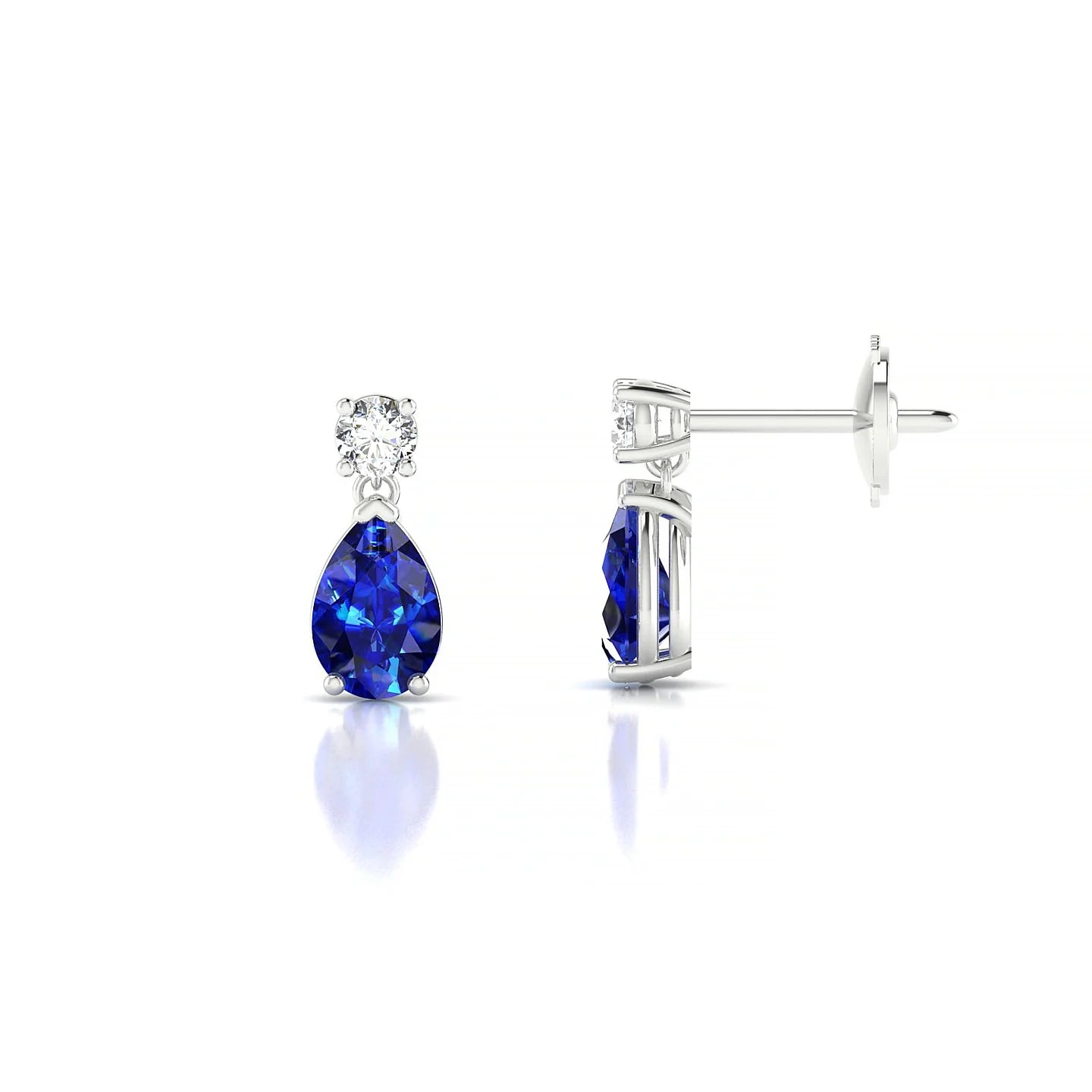 Flicker | 18k White Gold 6 x 4 mm Pear Sapphire Earrings