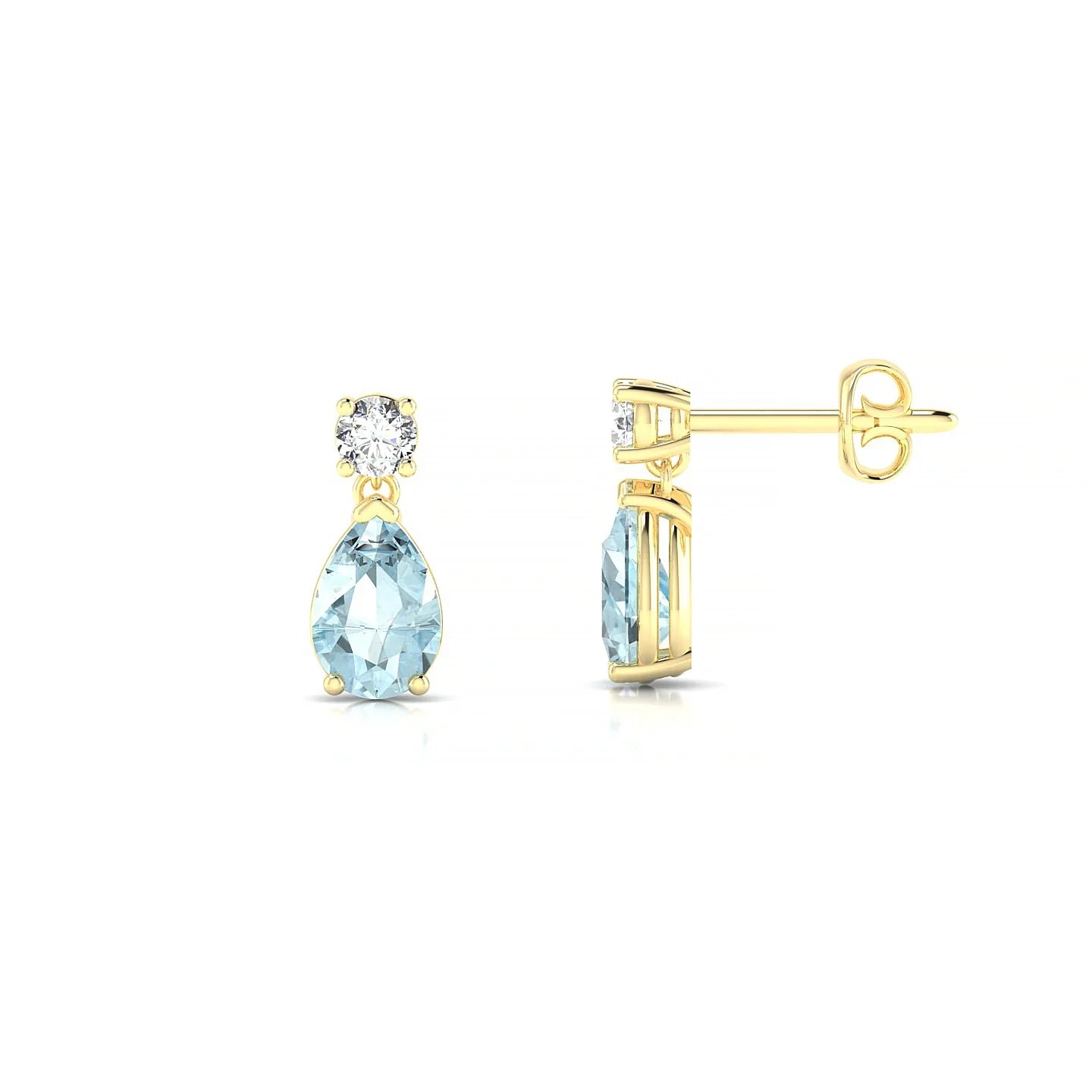 Flicker | 18k Yellow Gold 6 x 4 mm Pear Aquamarine Earrings