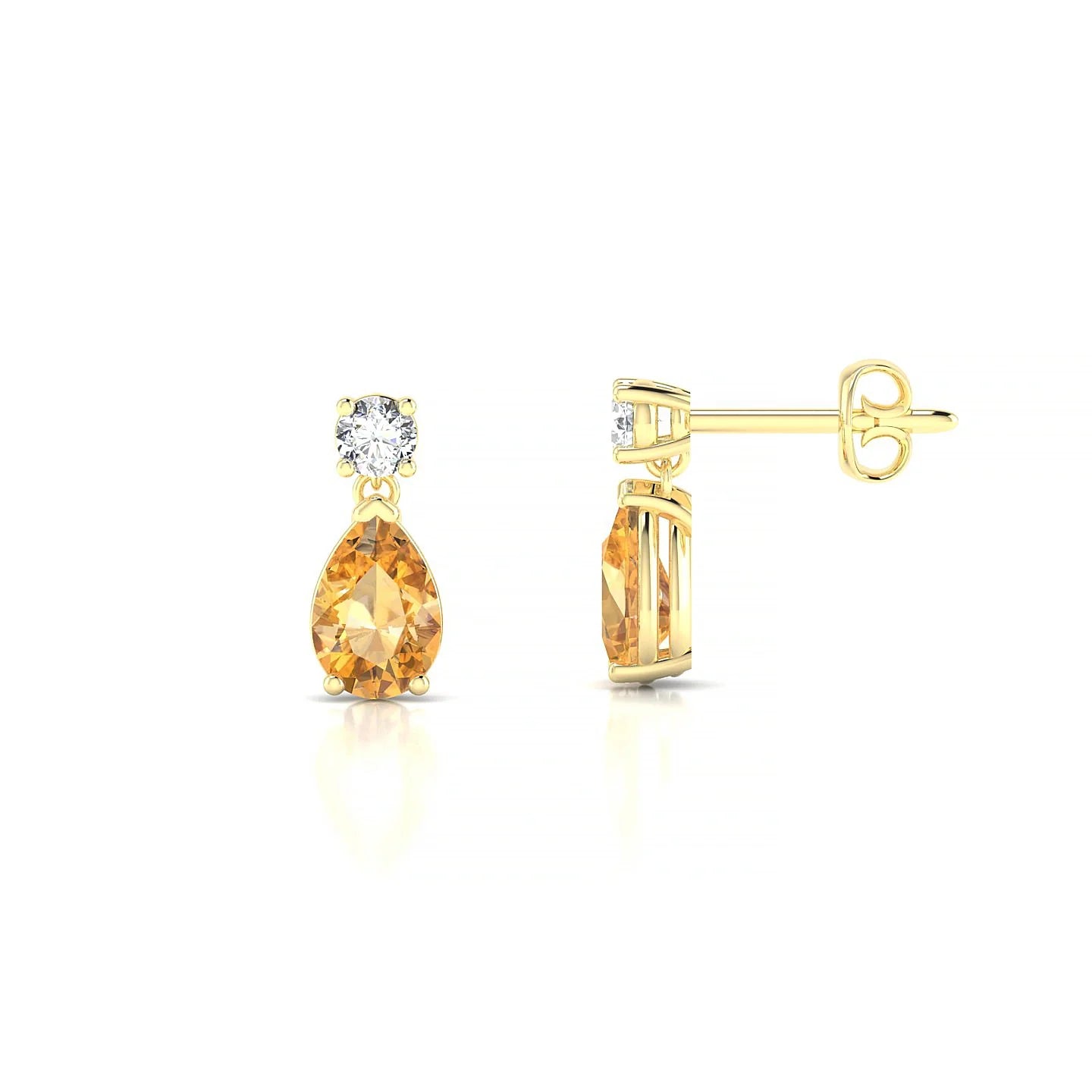 Flicker | 18k Yellow Gold 6 x 4 mm Pear Citrine Earrings