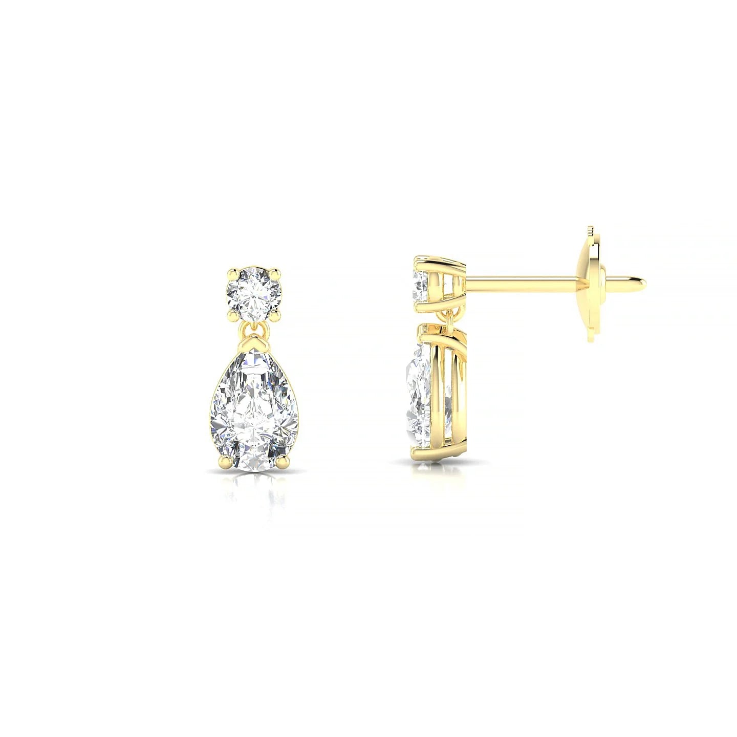 Flicker | 18k Yellow Gold 6 x 4 mm Pear Diamond Earrings