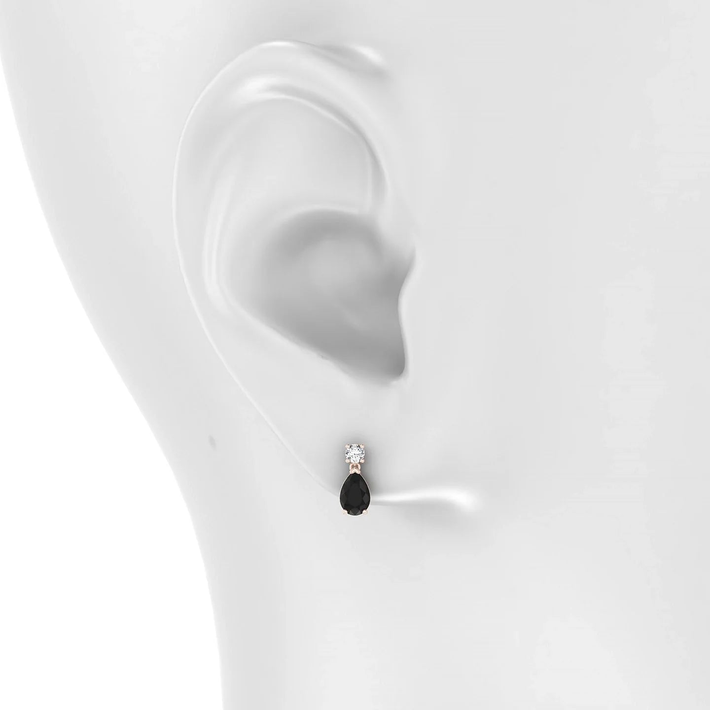 Flicker | 18k Rose Gold 6 x 4 mm Pear Black Diamond Earrings