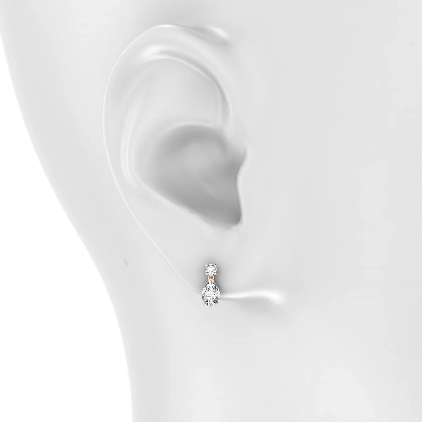 Flicker | 18k Rose Gold 6 x 4 mm Pear Diamond Earrings