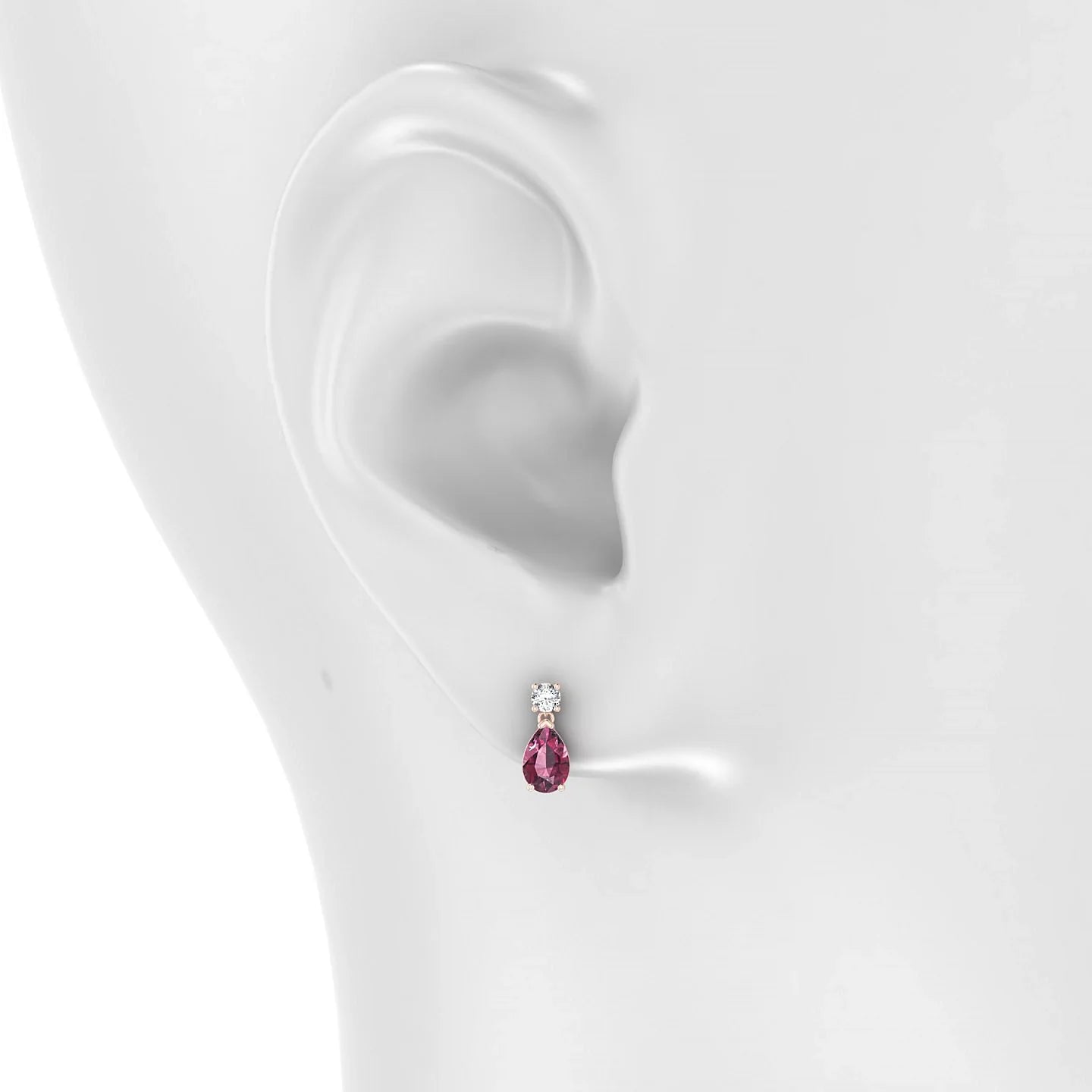 Flicker | 18k Rose Gold 6 x 4 mm Pear Rhodolite Earrings