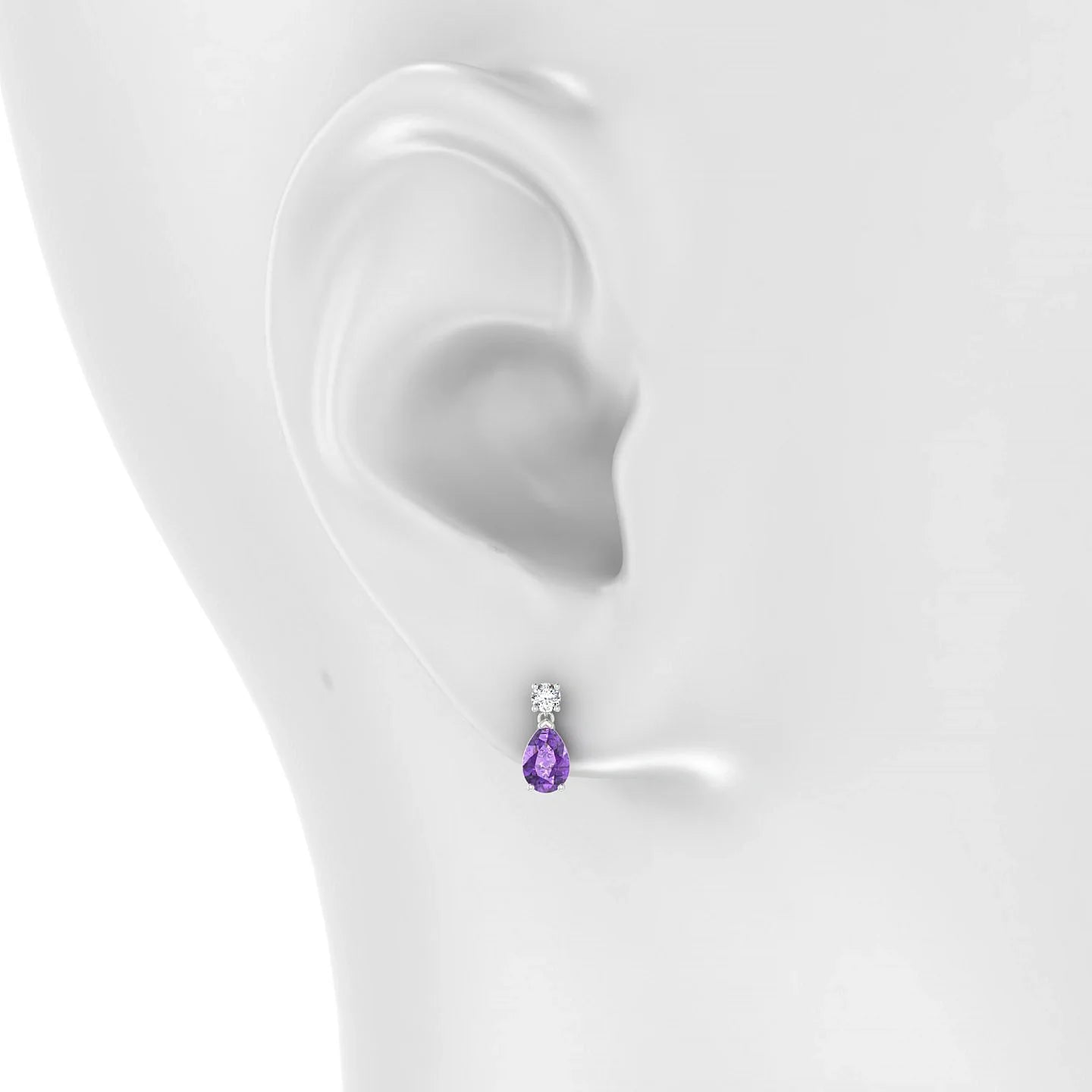 Flicker | 18k White Gold 6 x 4 mm Pear Amethyst Earrings