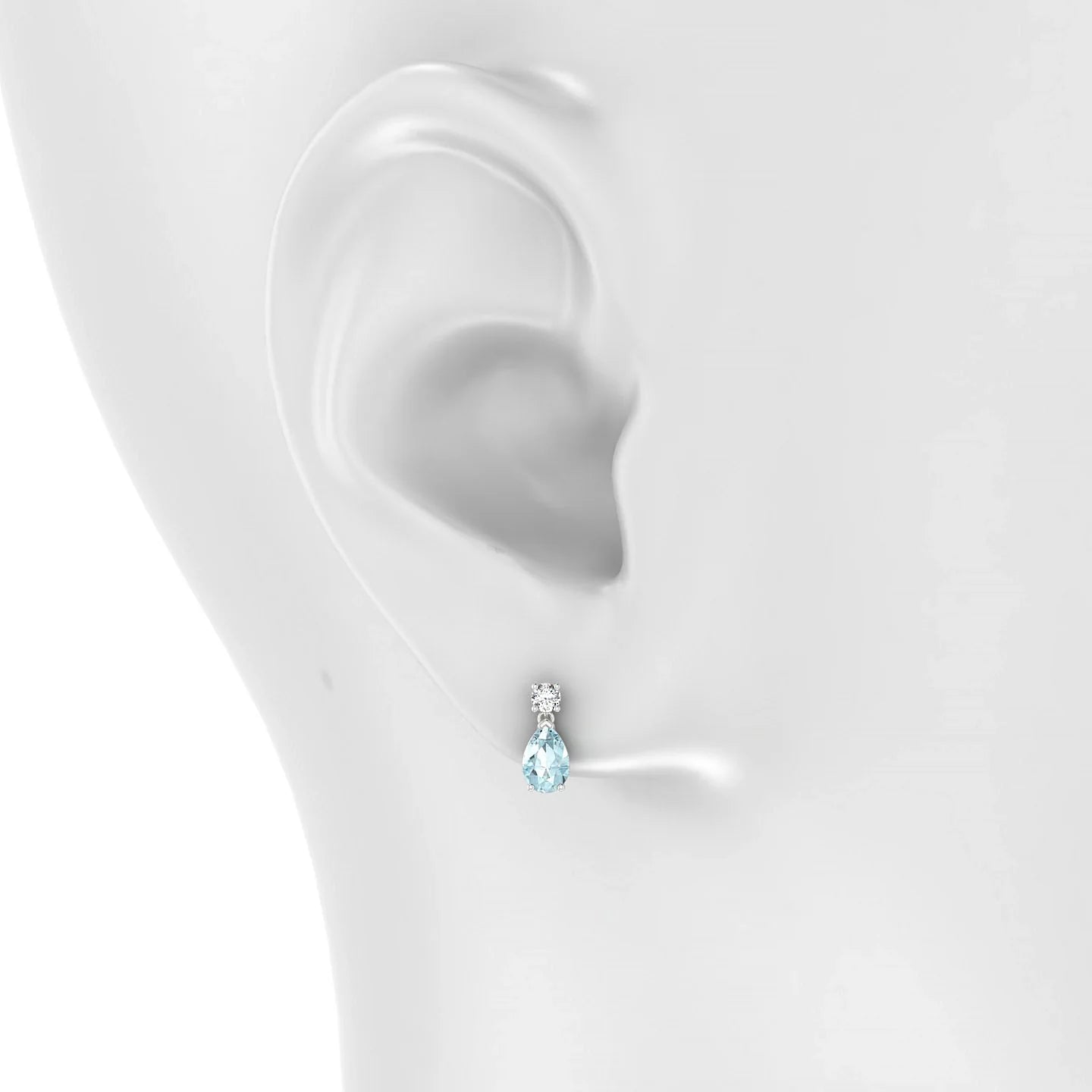 Flicker | 18k White Gold 6 x 4 mm Pear Aquamarine Earrings