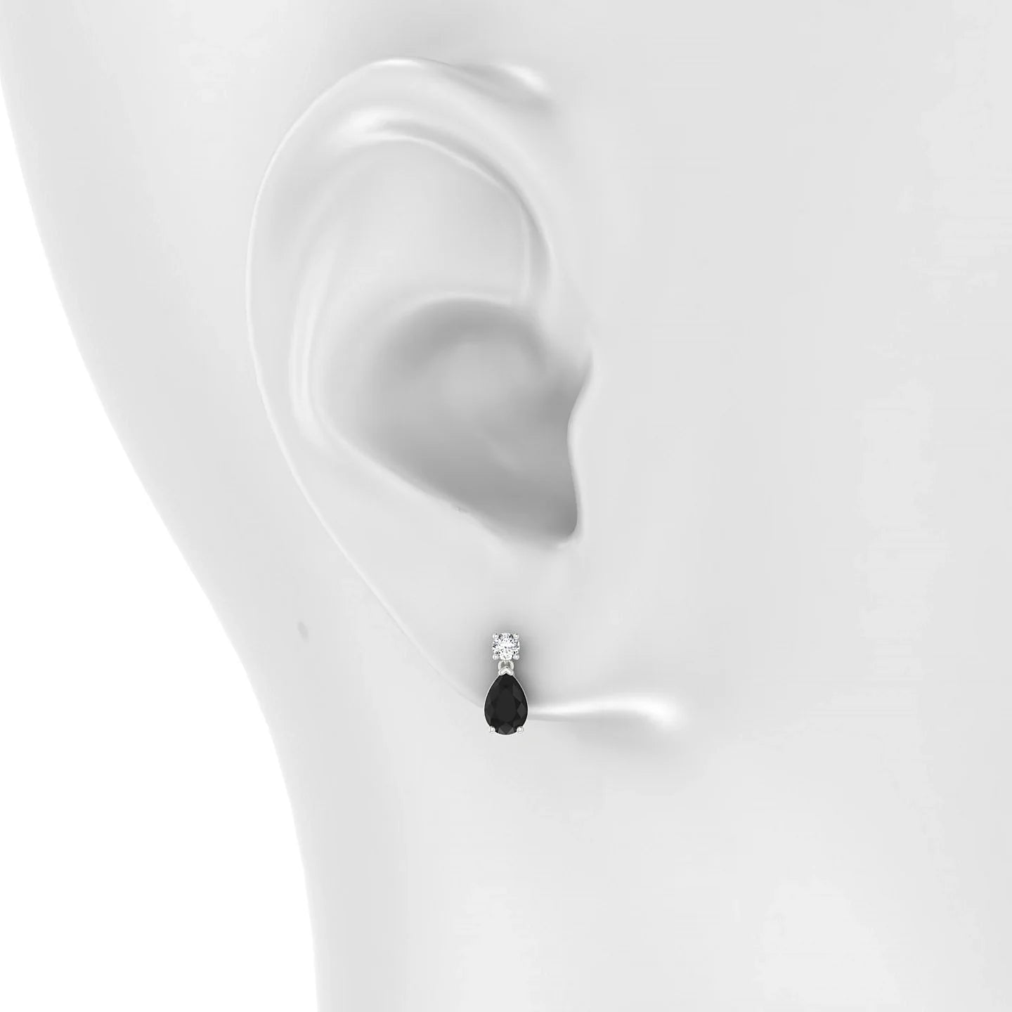 Flicker | 18k White Gold 6 x 4 mm Pear Black Diamond Earrings