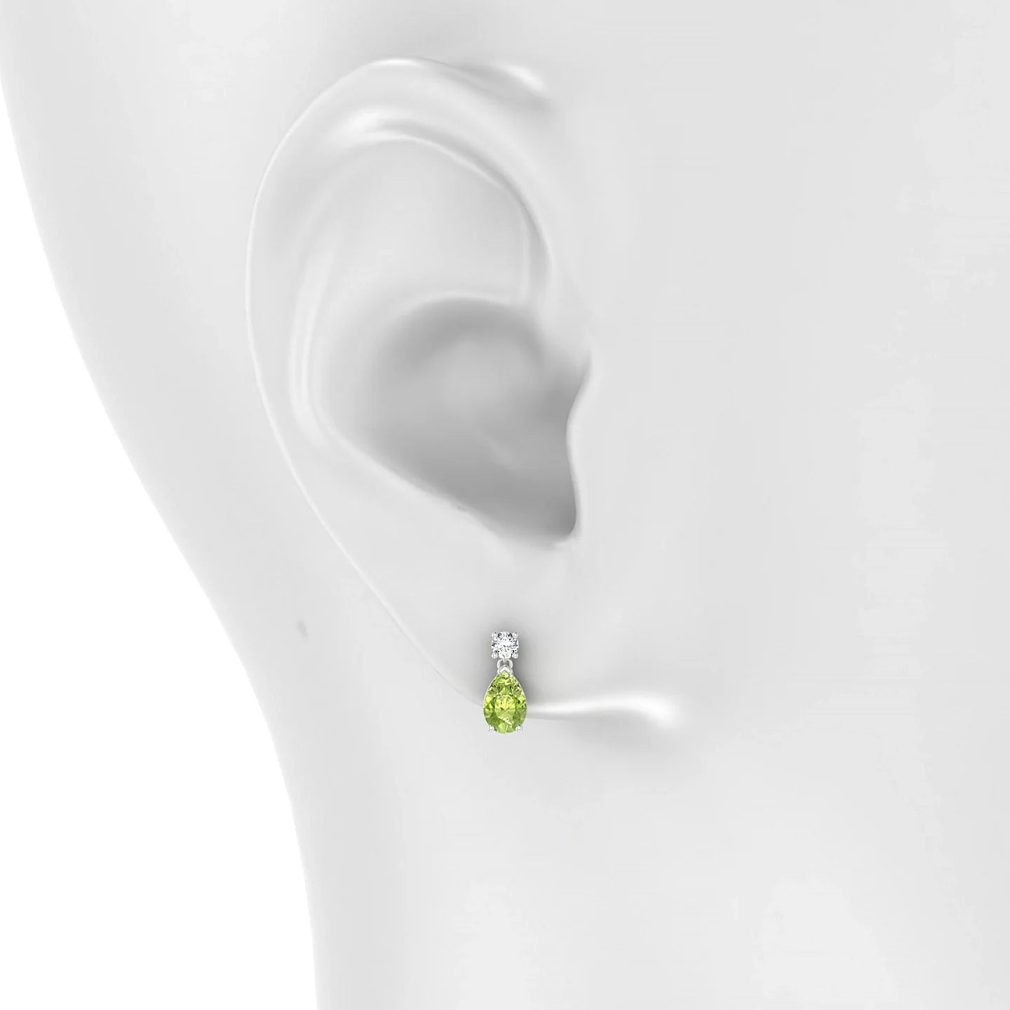 Flicker | 18k White Gold 6 x 4 mm Pear Peridot Earrings