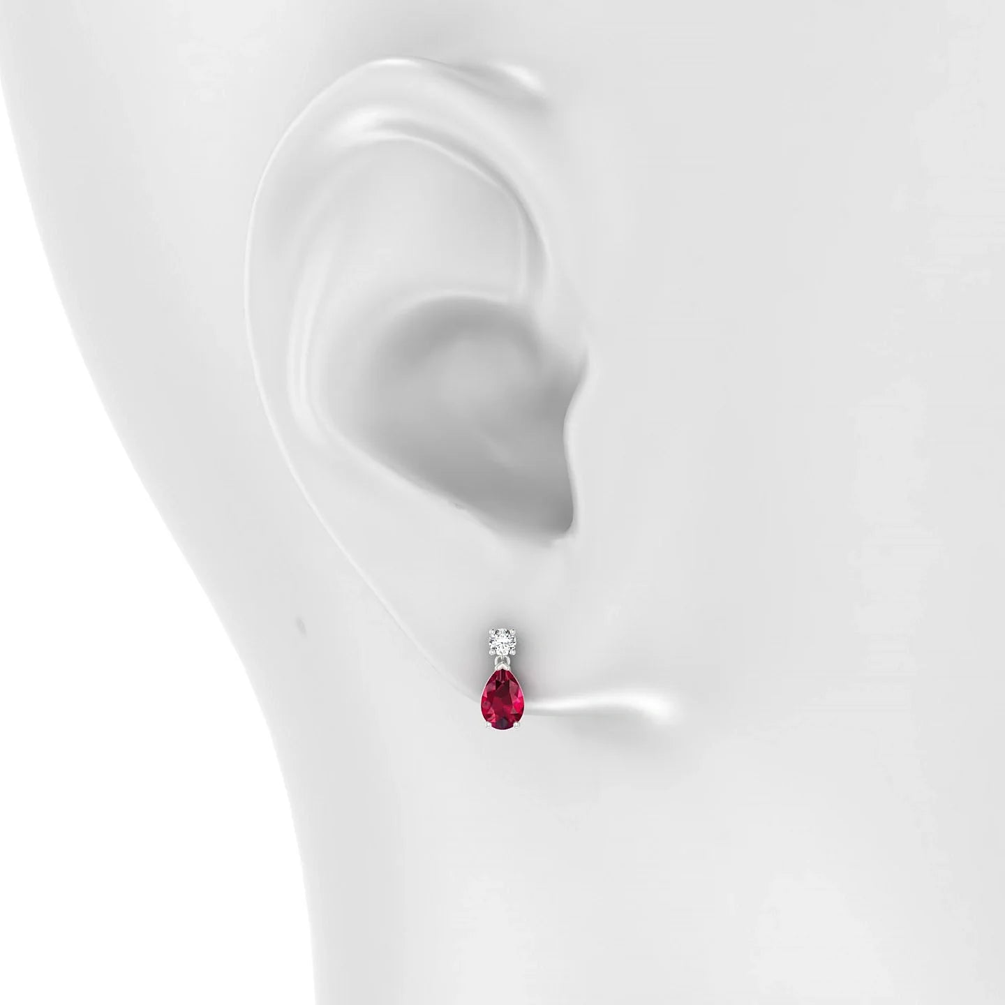 Flicker | 18k White Gold 6 x 4 mm Pear Ruby Earrings