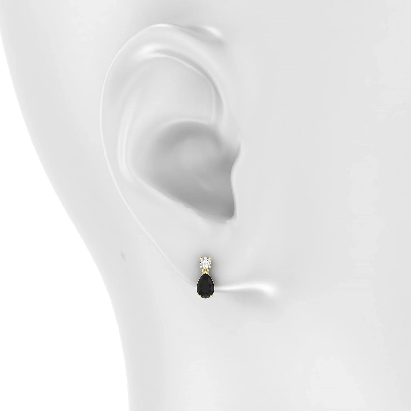Flicker | 18k Yellow Gold 6 x 4 mm Pear Black Diamond Earrings