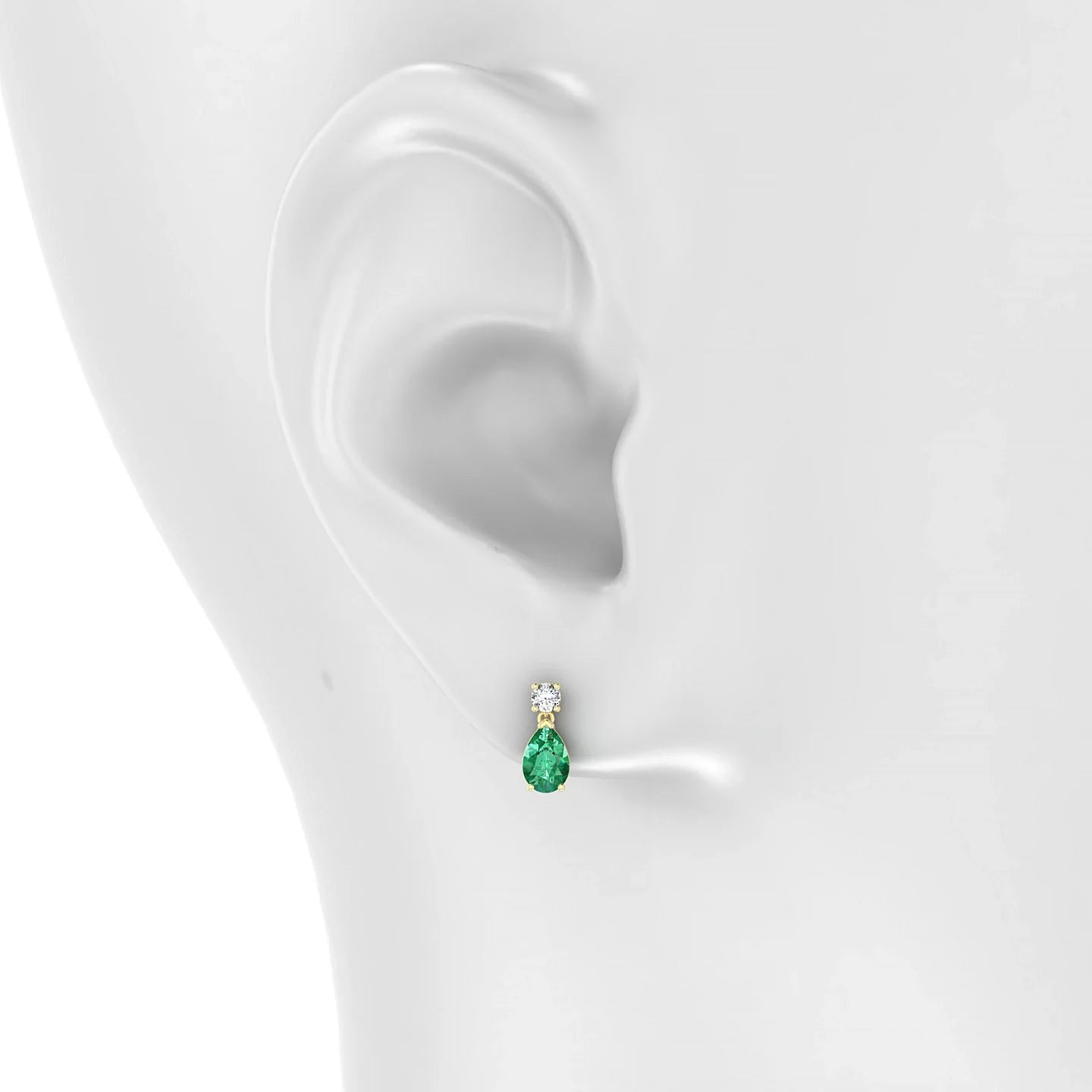 Flicker | 18k Yellow Gold 6 x 4 mm Pear Emerald Earrings