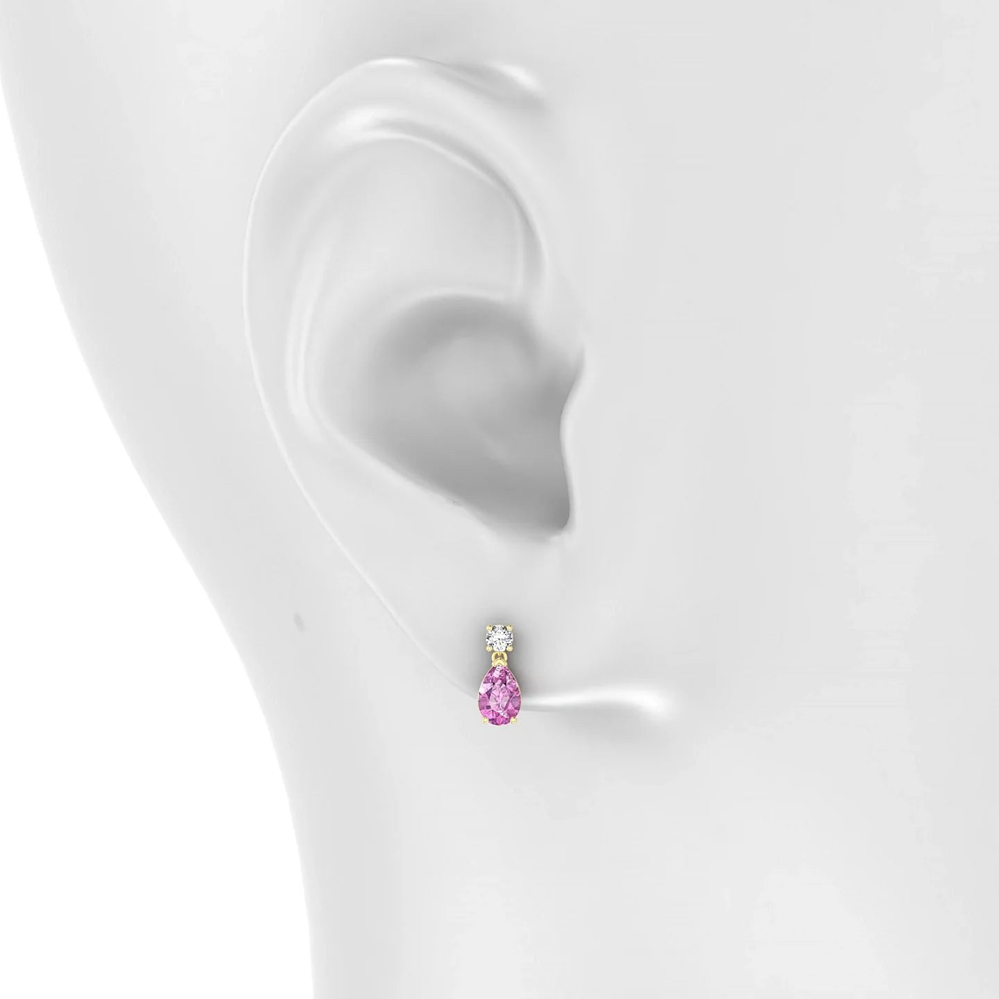 Flicker | 18k Yellow Gold 6 x 4 mm Pear Pink Sapphire Earrings