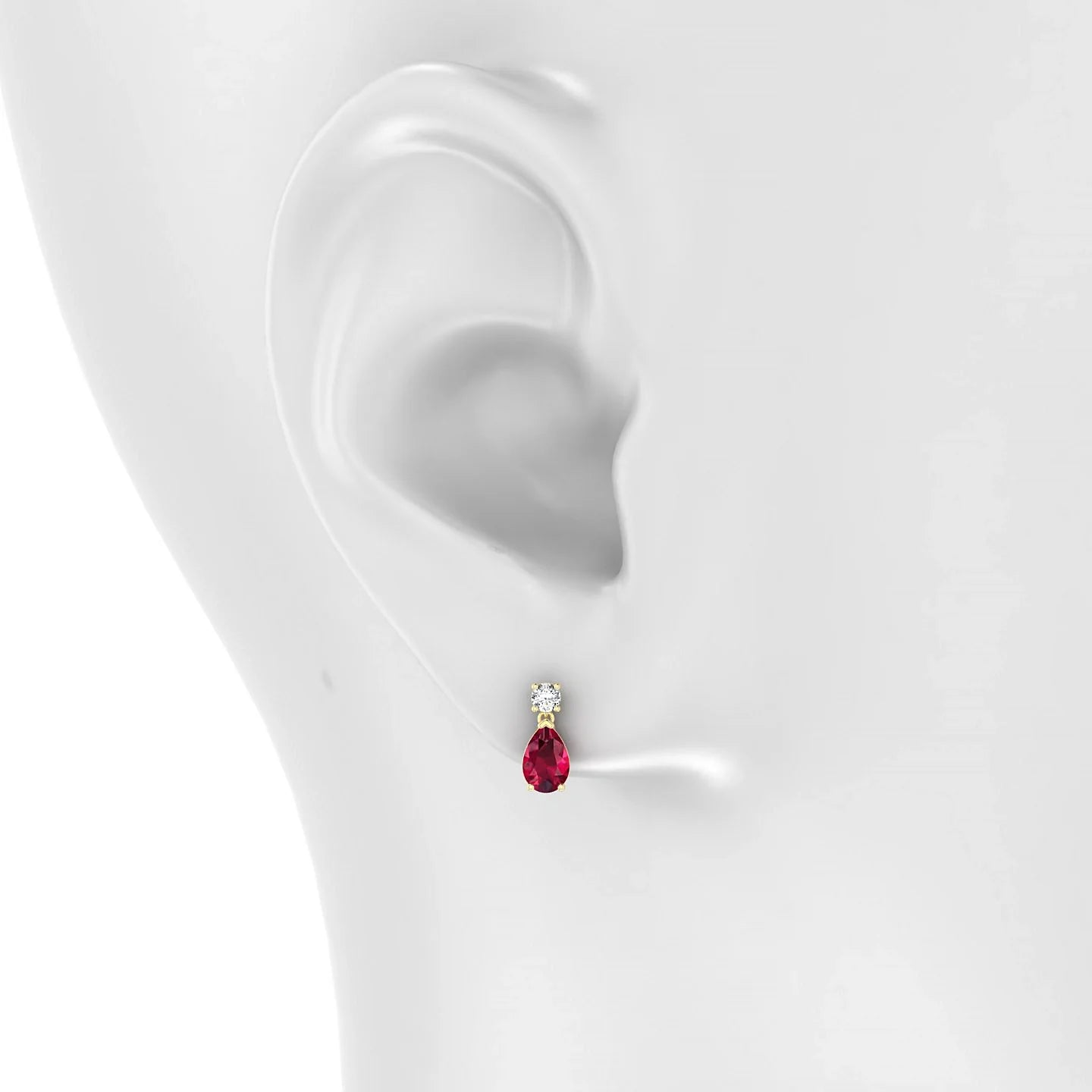 Flicker | 18k Yellow Gold 6 x 4 mm Pear Ruby Earrings