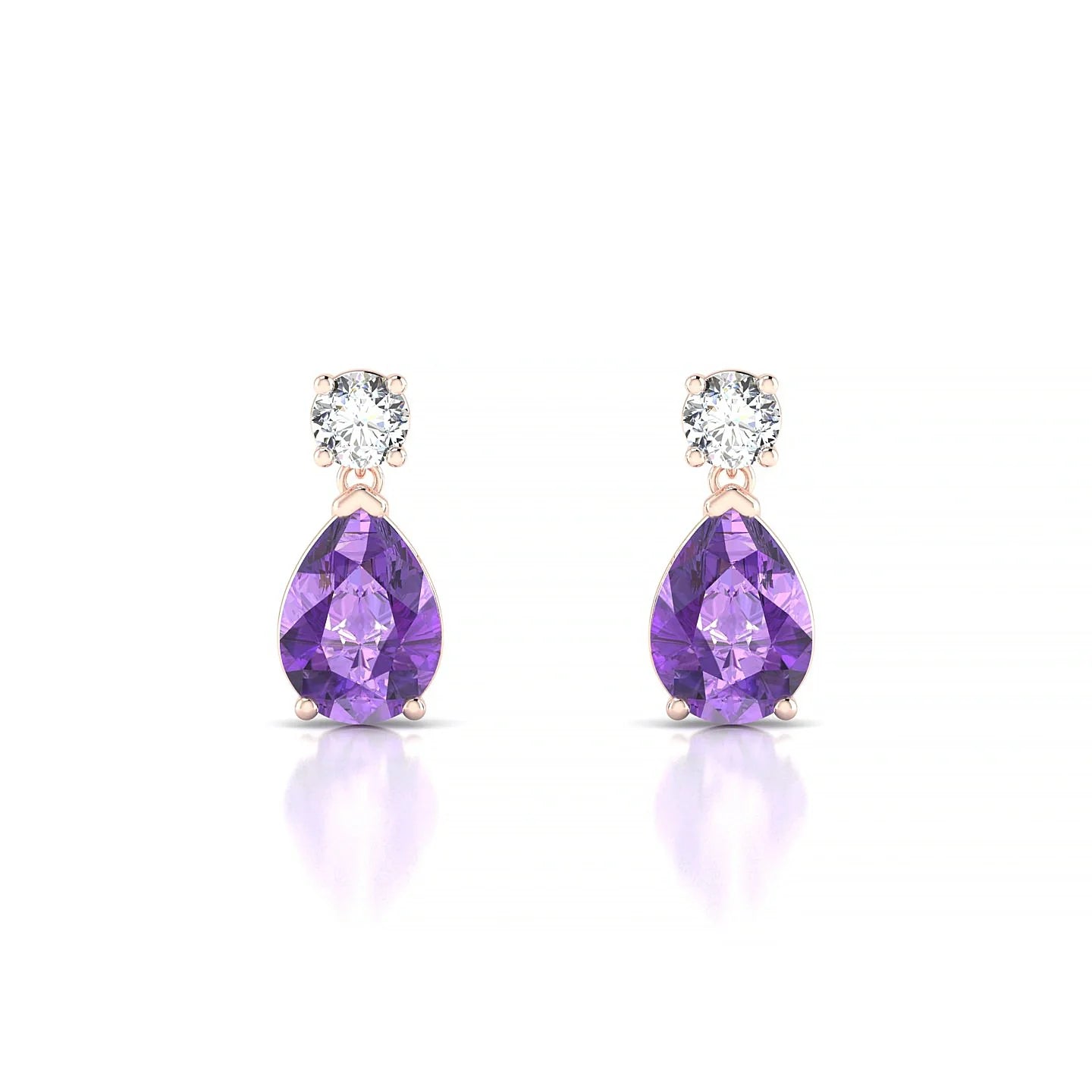 Flicker | 18k Rose Gold 7 x 5 mm Pear Amethyst Earrings