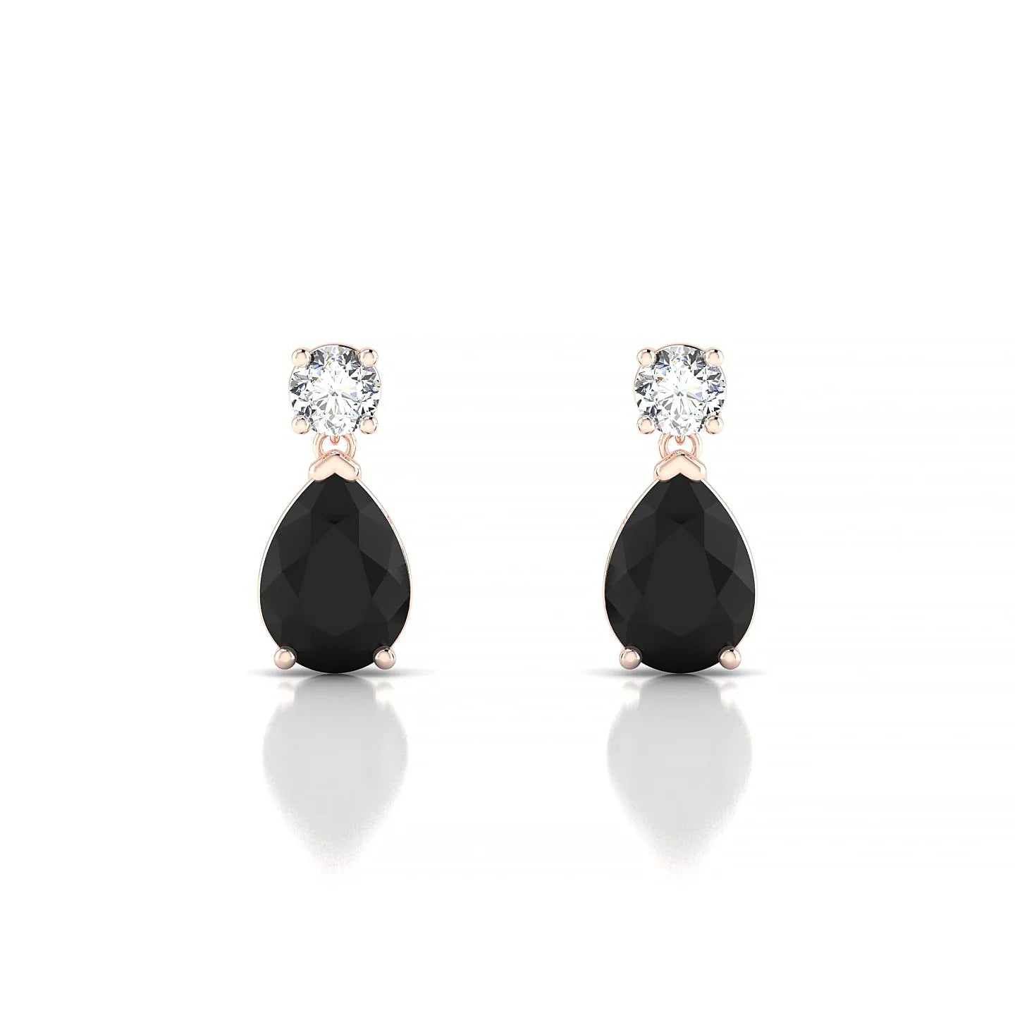 Flicker | 18k Rose Gold 7 x 5 mm Pear Black Diamond Earrings