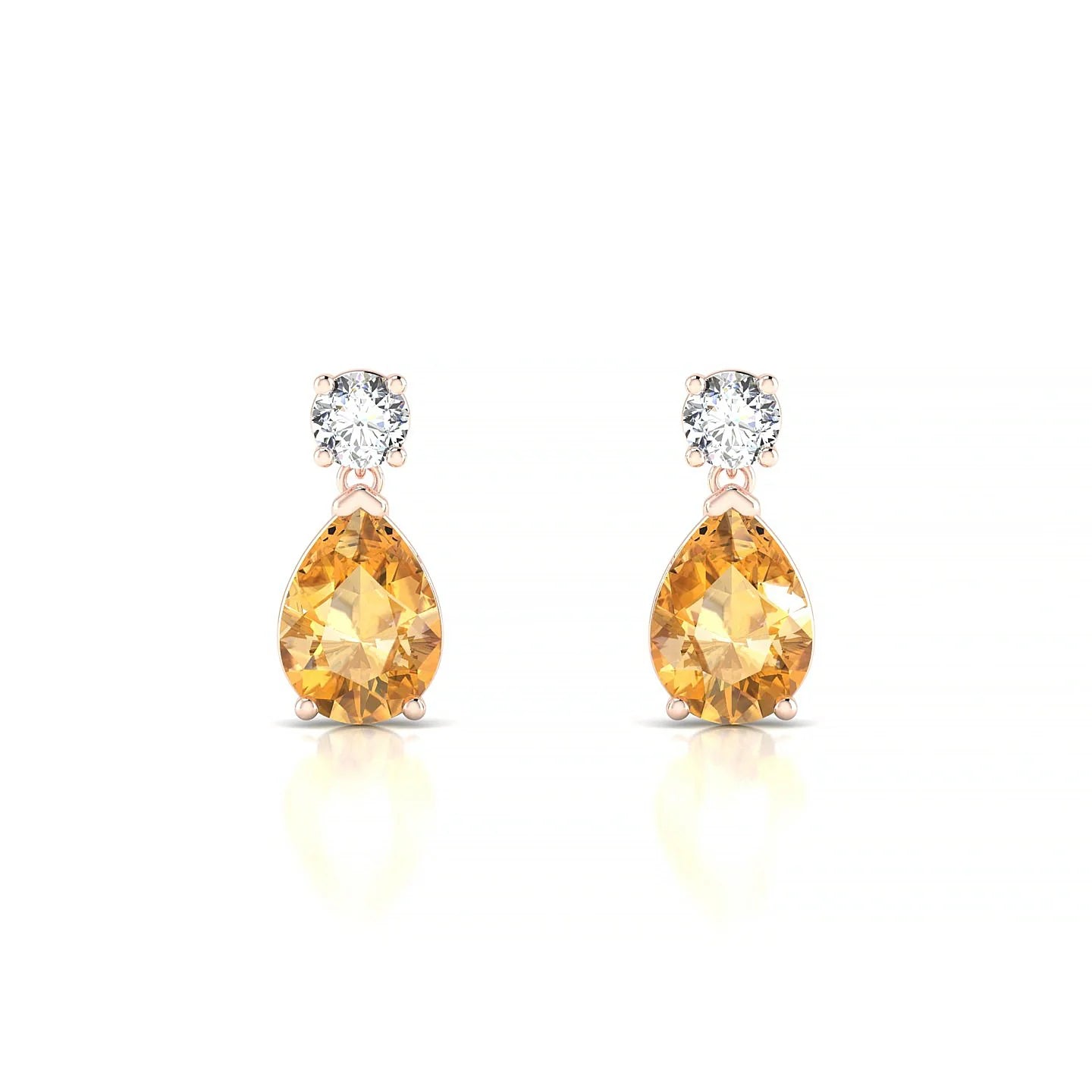 Flicker | 18k Rose Gold 7 x 5 mm Pear Citrine Earrings