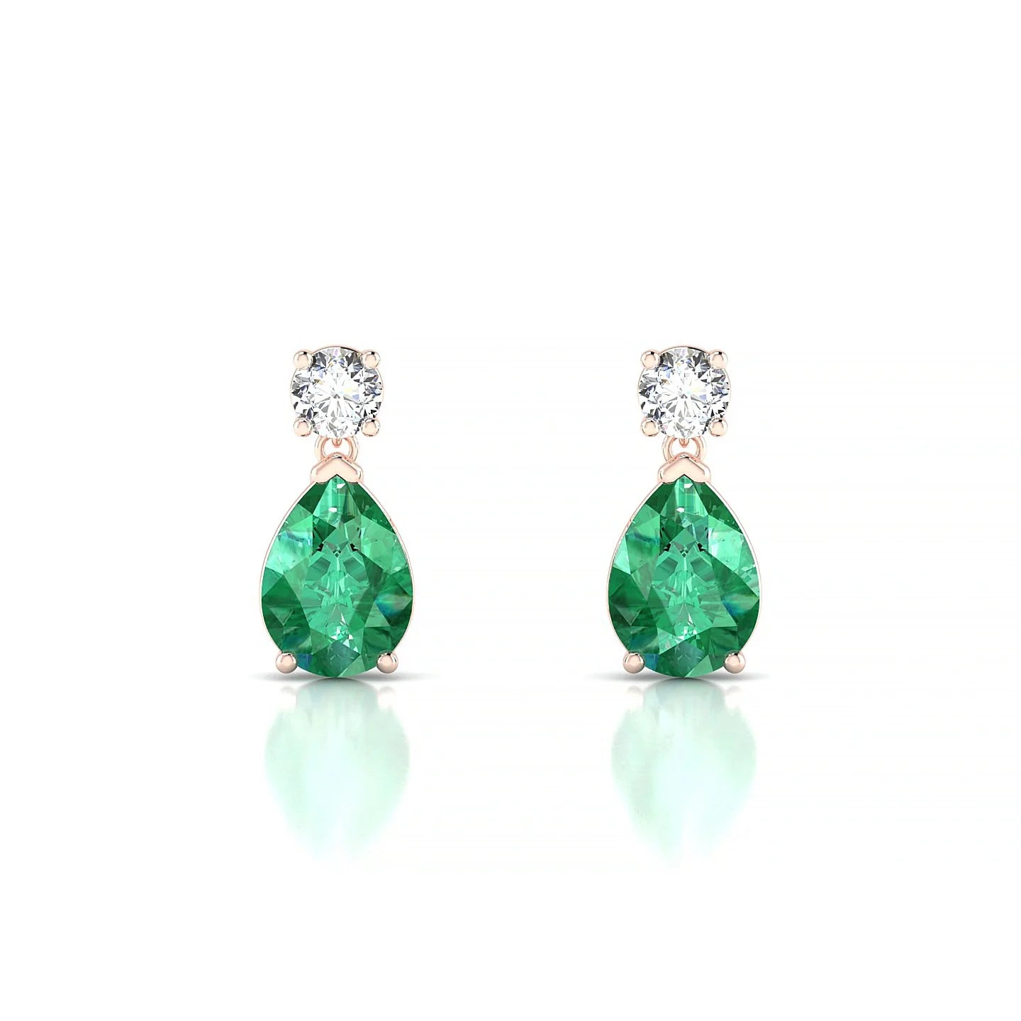 Flicker | 18k Rose Gold 7 x 5 mm Pear Emerald Earrings