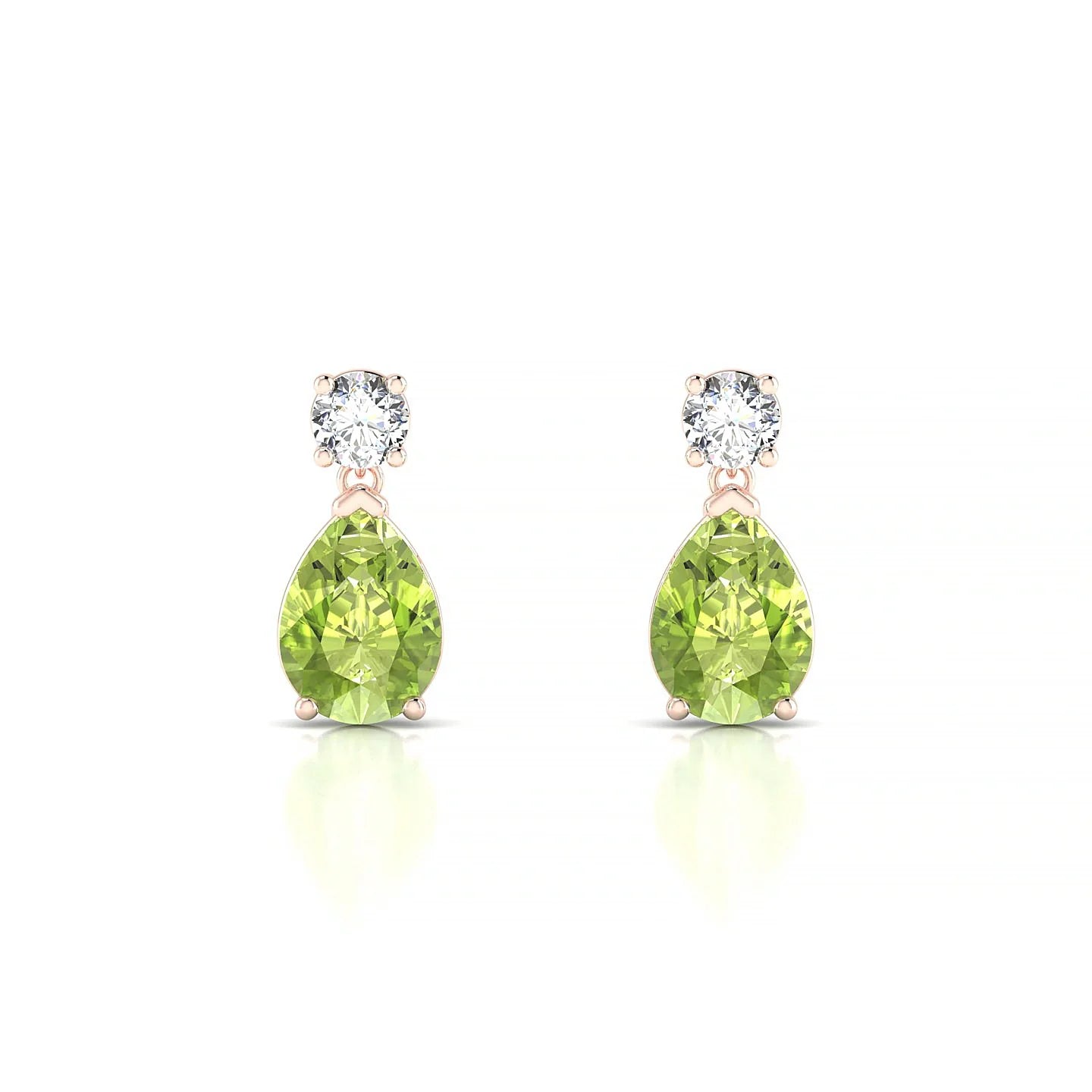 Flicker | 18k Rose Gold 7 x 5 mm Pear Peridot Earrings