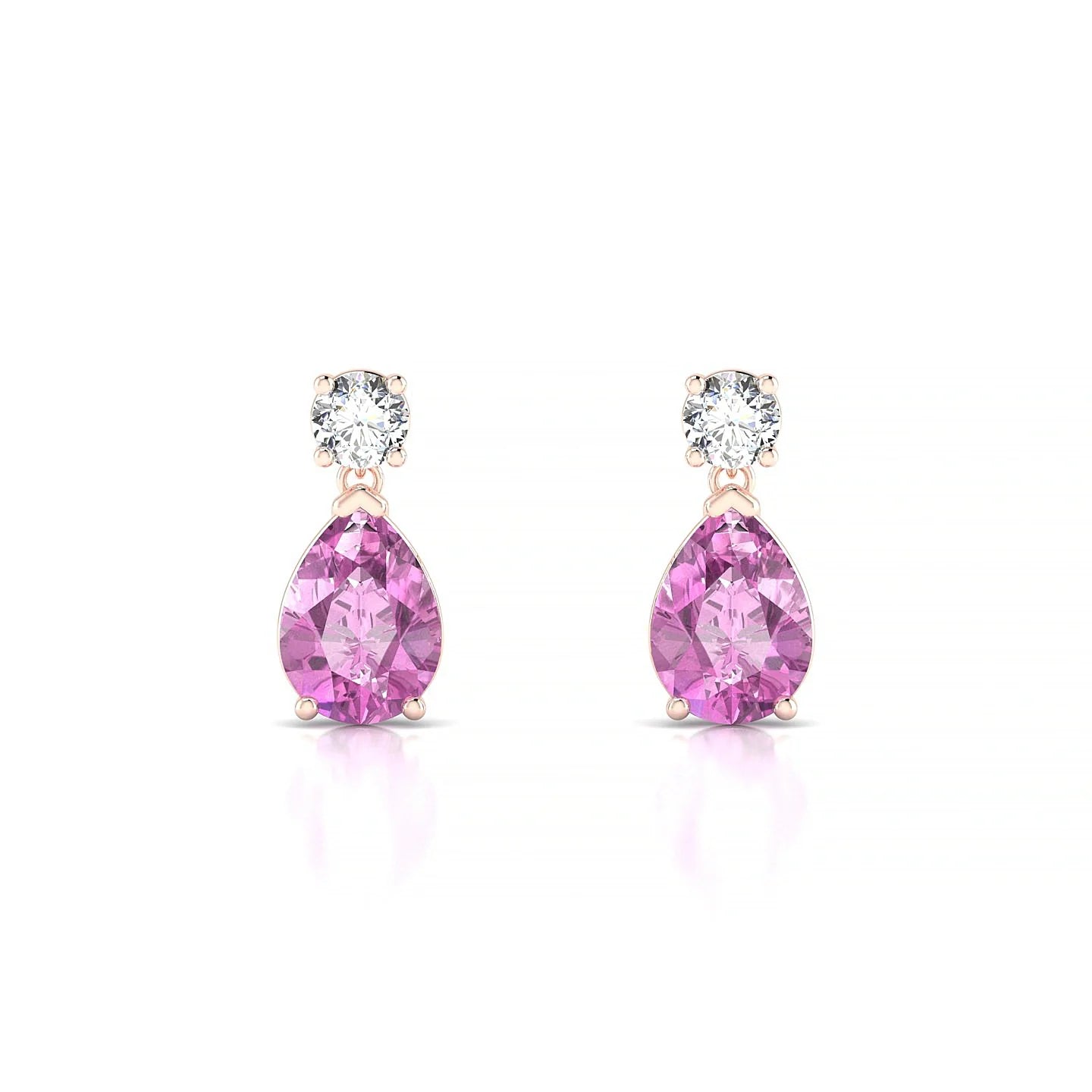 Flicker | 18k Rose Gold 7 x 5 mm Pear Pink Sapphire Earrings