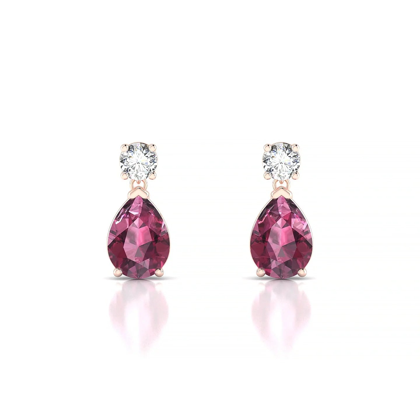 Flicker | 18k Rose Gold 7 x 5 mm Pear Rhodolite Earrings