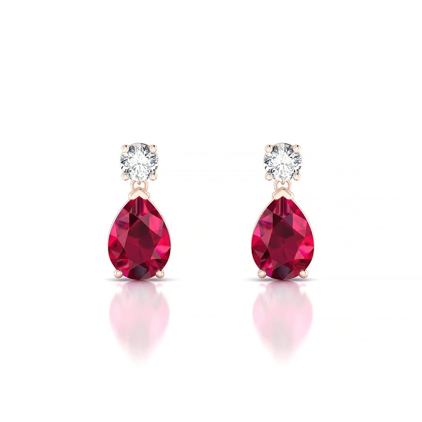 Flicker | 18k Rose Gold 7 x 5 mm Pear Ruby Earrings