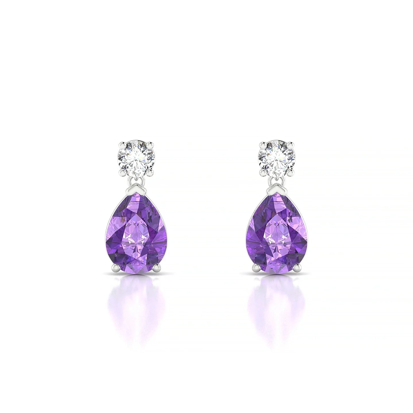 Flicker | 18k White Gold 7 x 5 mm Pear Amethyst Earrings