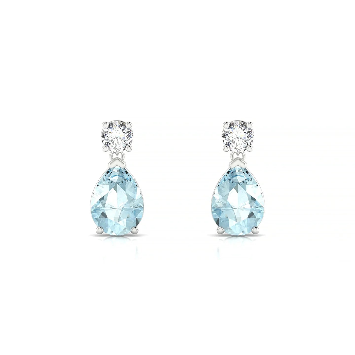 Flicker | 18k White Gold 7 x 5 mm Pear Aquamarine Earrings