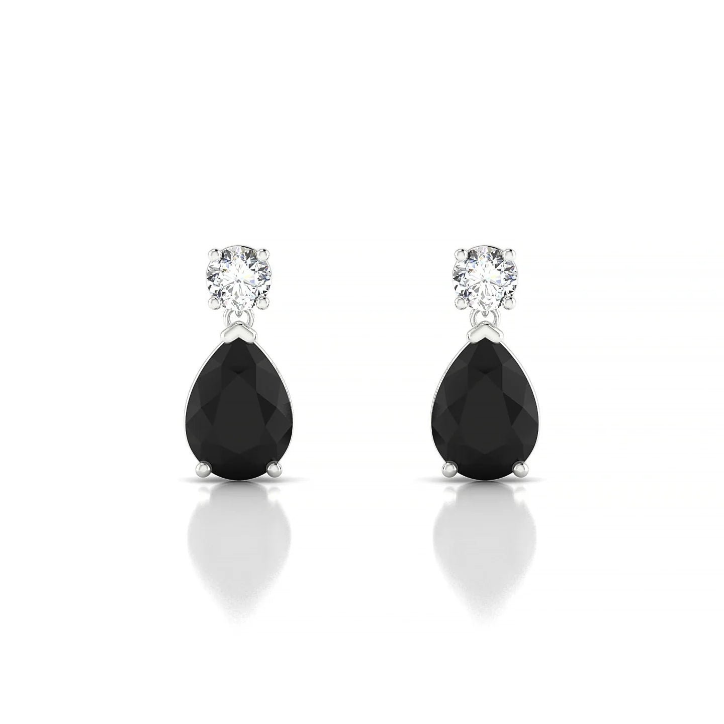 Flicker | 18k White Gold 7 x 5 mm Pear Black Diamond Earrings