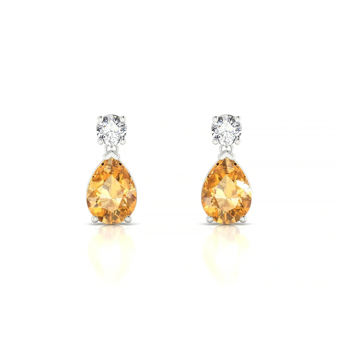Flicker | 18k White Gold 7 x 5 mm Pear Citrine Earrings